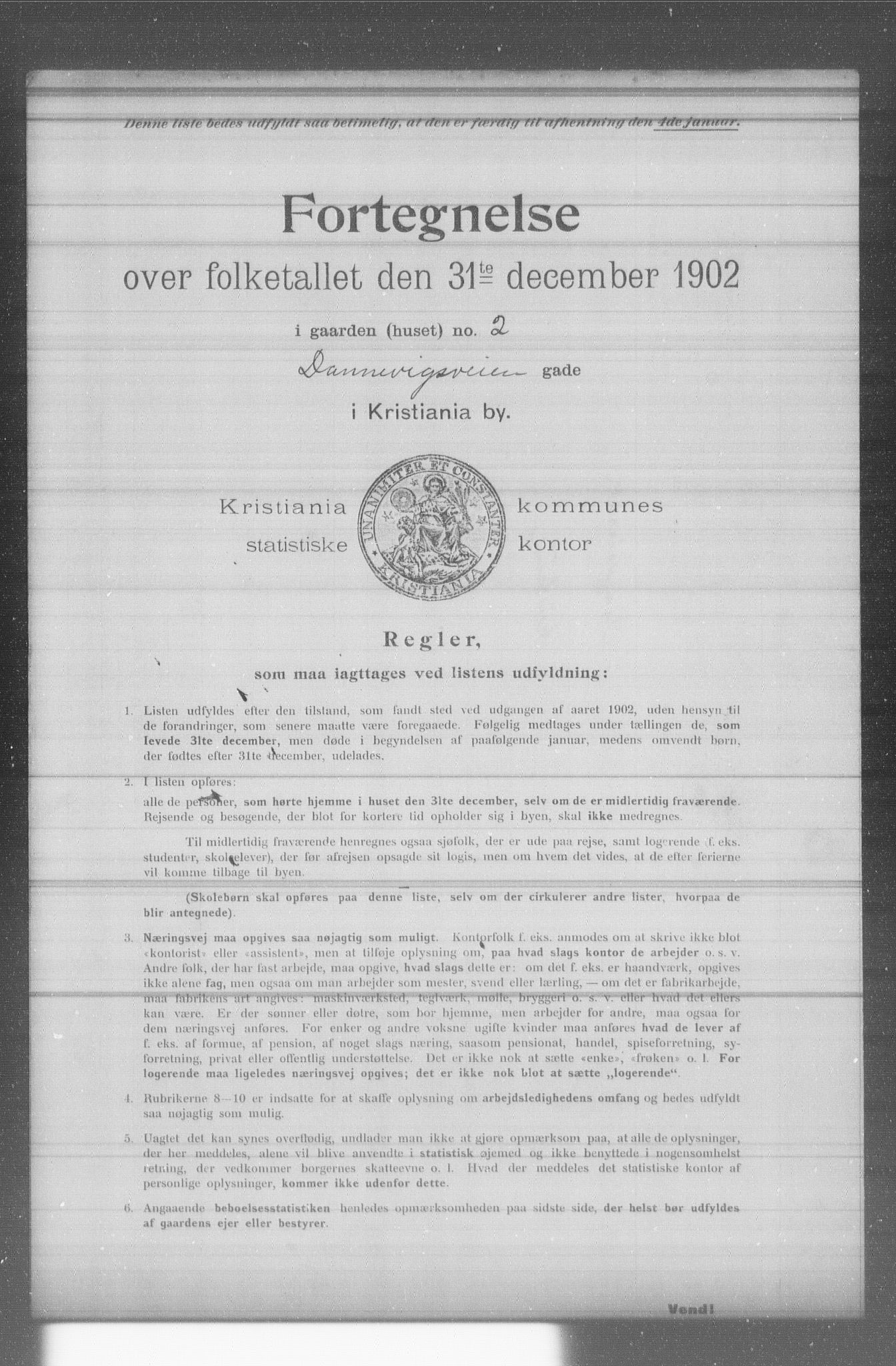 OBA, Municipal Census 1902 for Kristiania, 1902, p. 2899