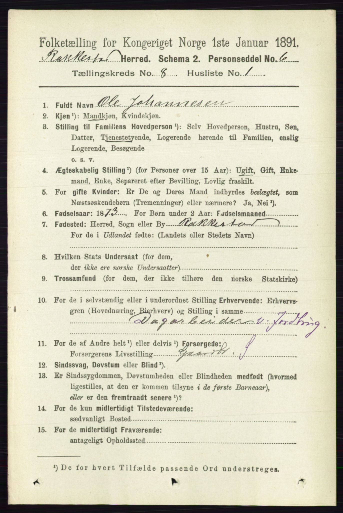 RA, 1891 census for 0128 Rakkestad, 1891, p. 3633