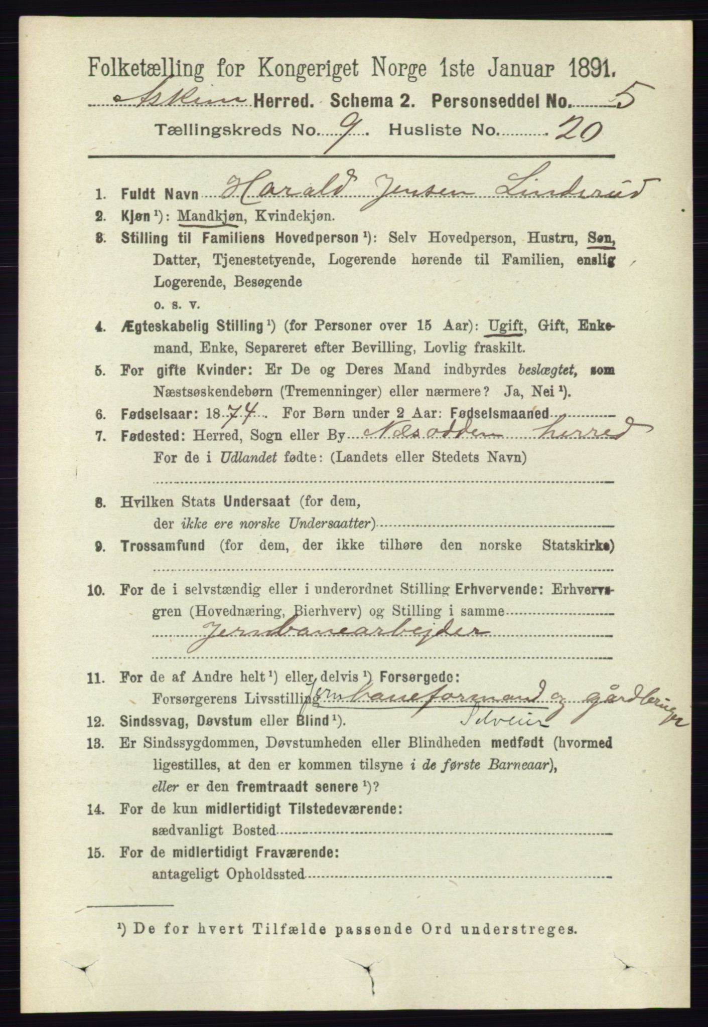 RA, 1891 census for 0124 Askim, 1891, p. 1576