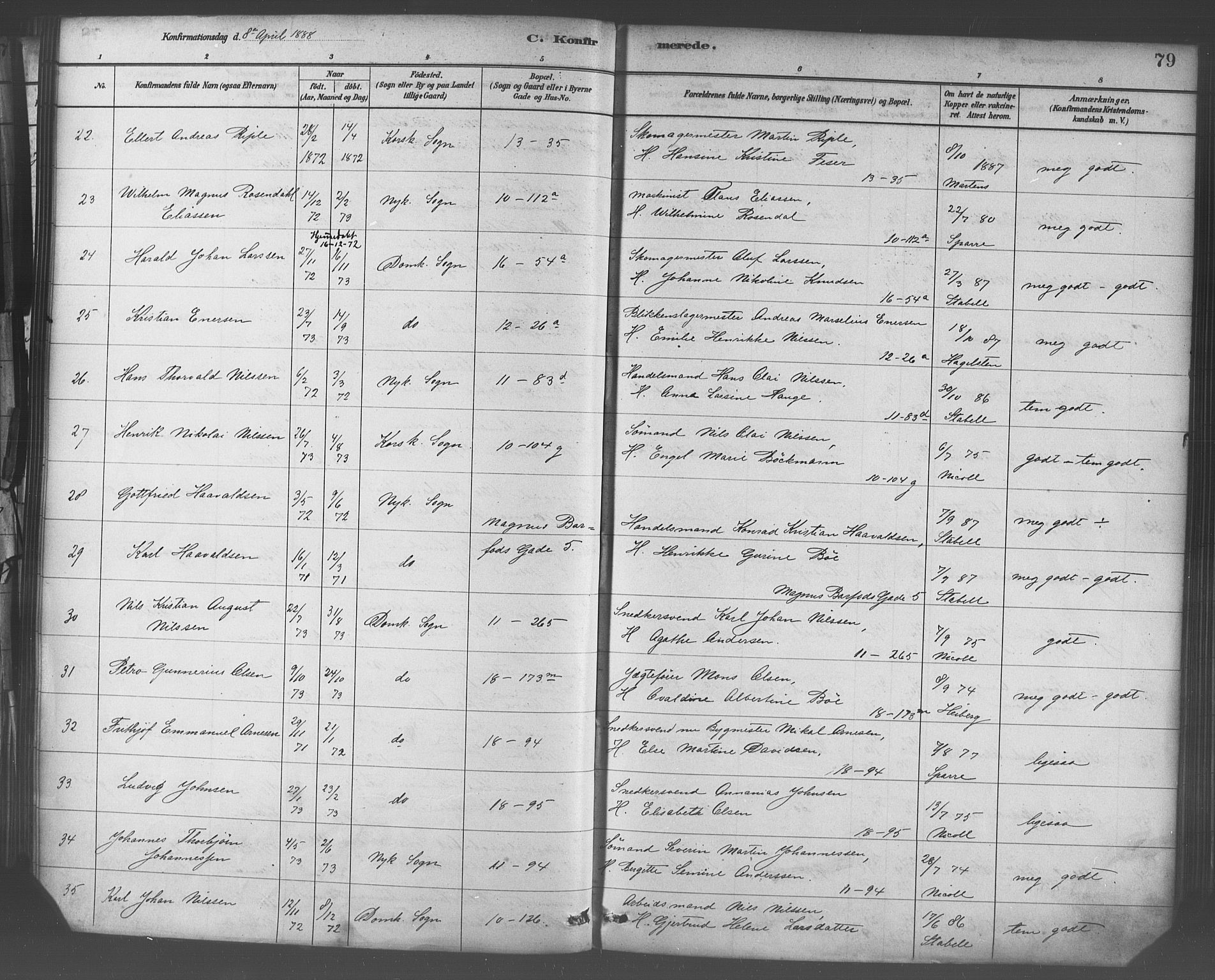 Domkirken sokneprestembete, SAB/A-74801/H/Haa/L0030: Parish register (official) no. C 5, 1880-1898, p. 79