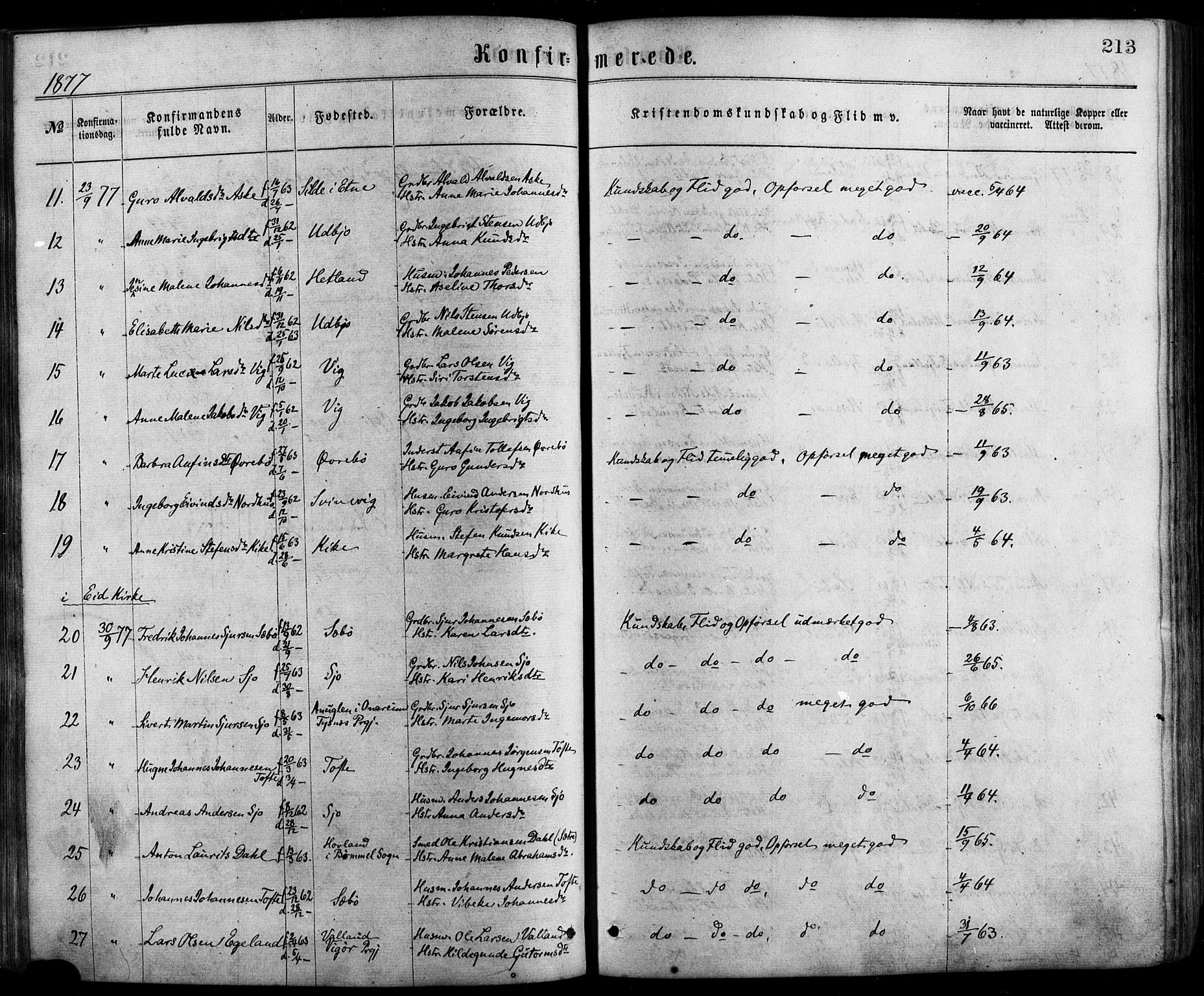 Fjelberg sokneprestembete, AV/SAB-A-75201/H/Haa: Parish register (official) no. A 8, 1866-1879, p. 213