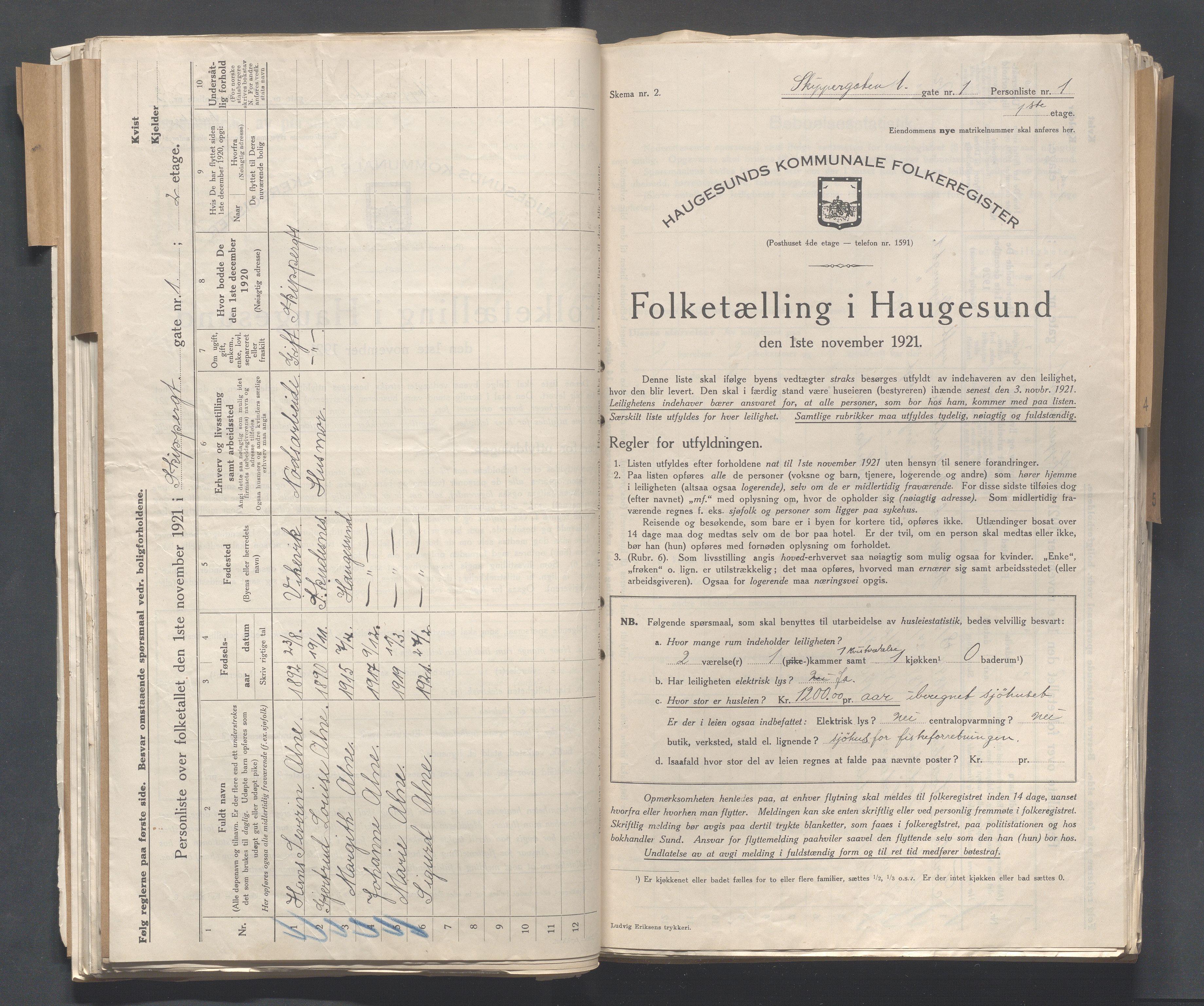 IKAR, Local census 1.11.1921 for Haugesund, 1921, p. 3971