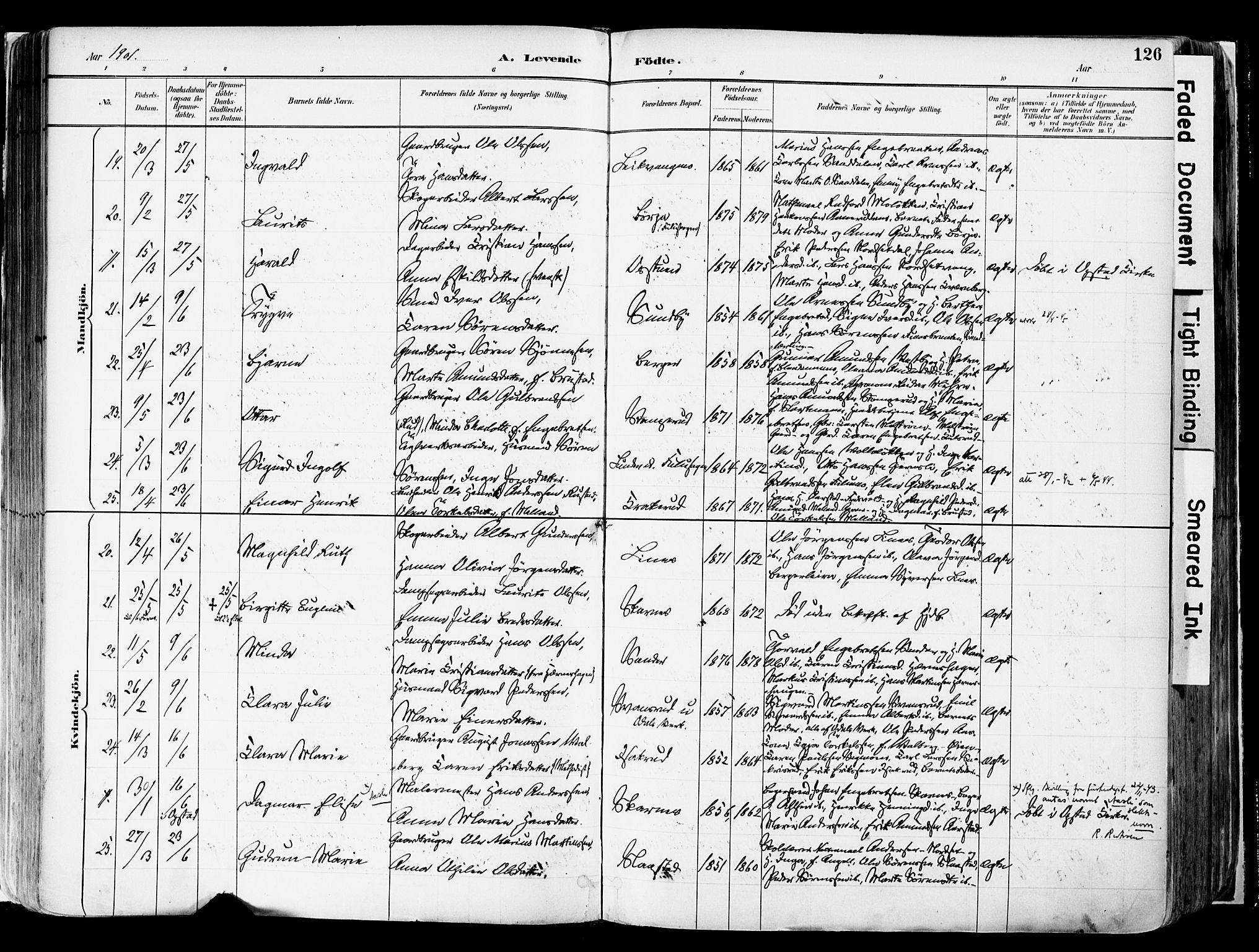 Sør-Odal prestekontor, AV/SAH-PREST-030/H/Ha/Haa/L0006: Parish register (official) no. 6, 1886-1931, p. 126