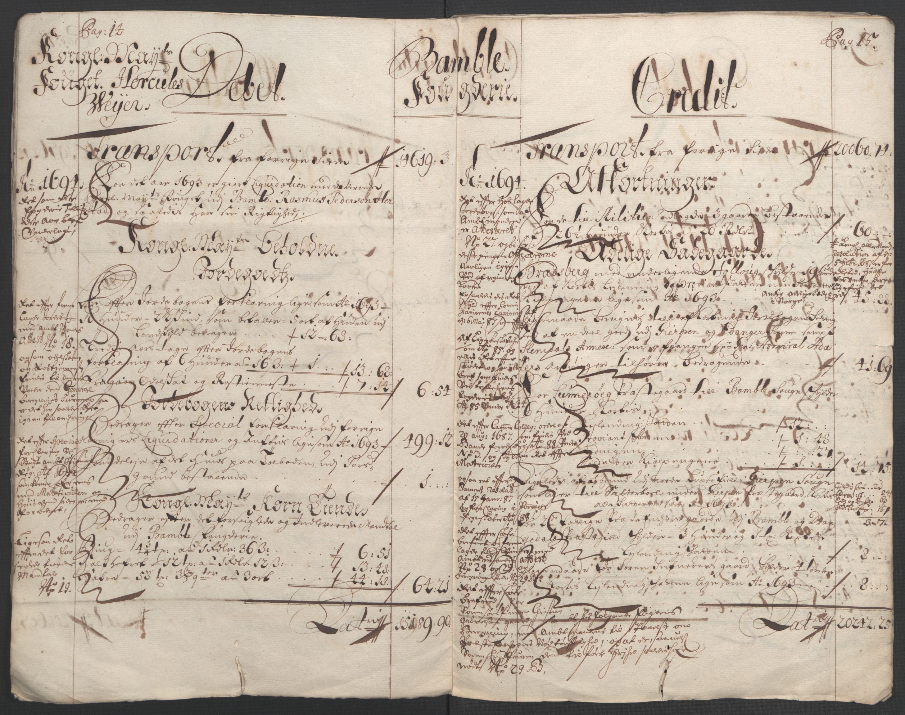 Rentekammeret inntil 1814, Reviderte regnskaper, Fogderegnskap, AV/RA-EA-4092/R36/L2092: Fogderegnskap Øvre og Nedre Telemark og Bamble, 1694, p. 10