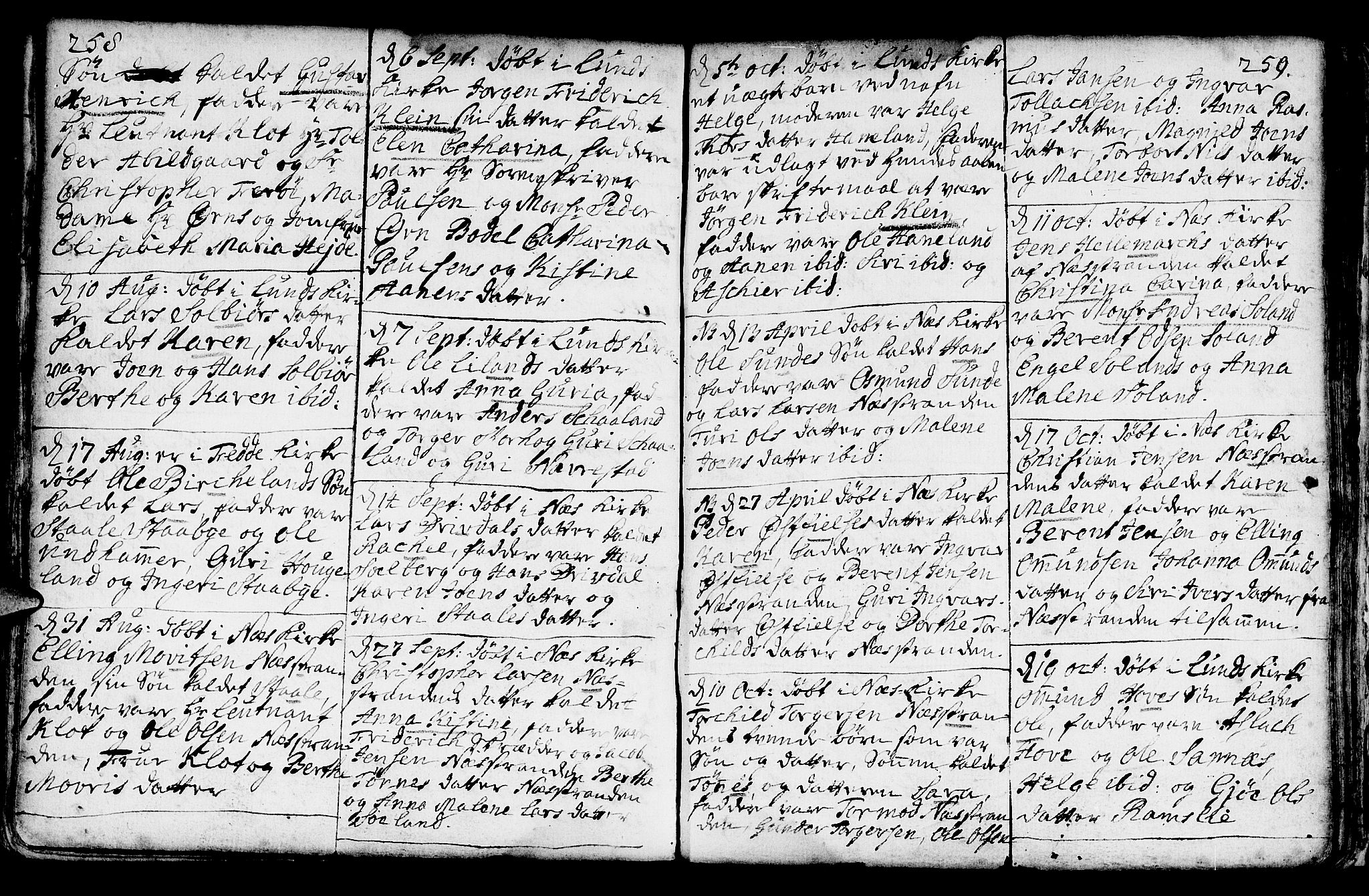 Lund sokneprestkontor, AV/SAST-A-101809/S06/L0002: Parish register (official) no. A 2, 1738-1760, p. 258-259