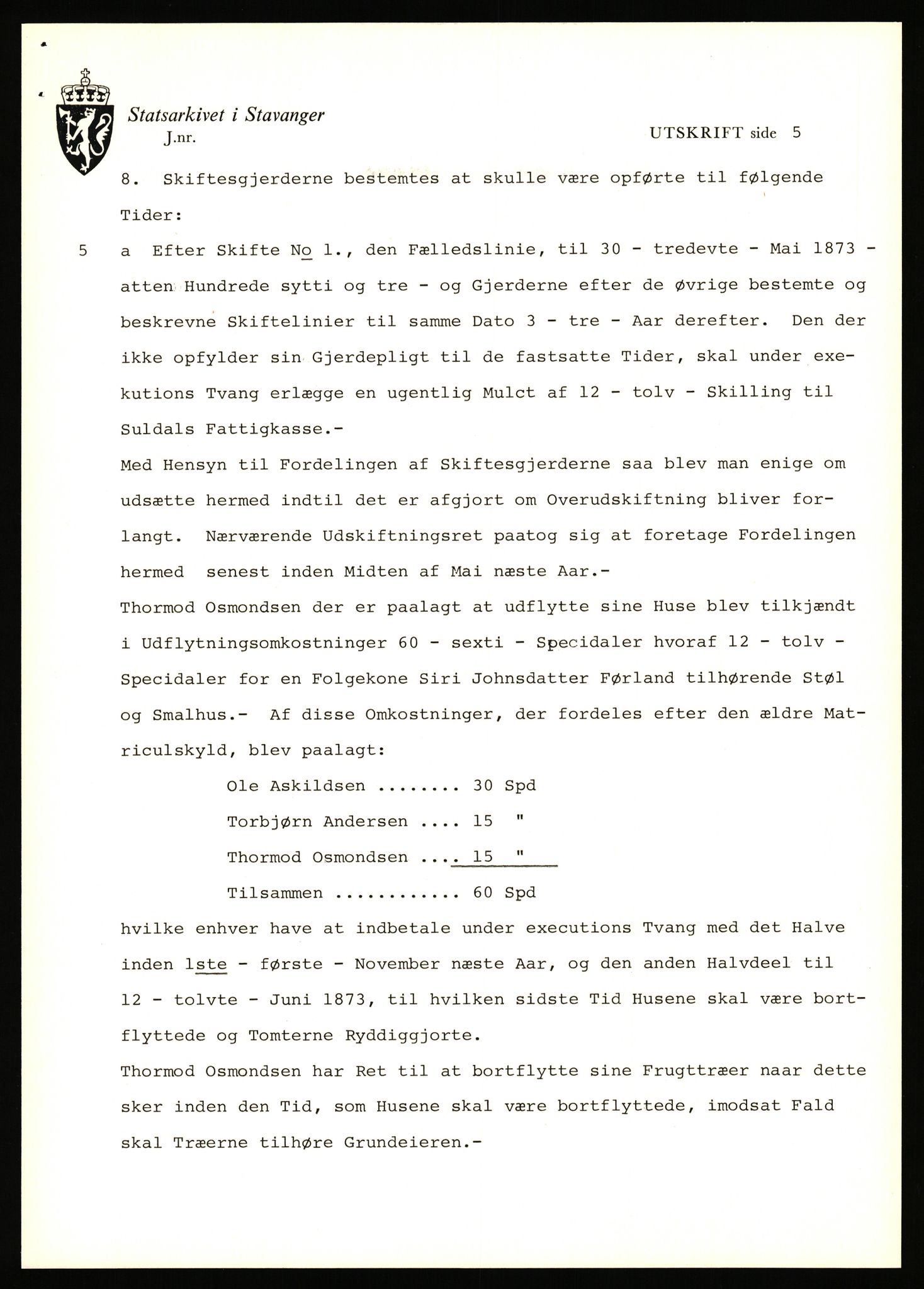 Statsarkivet i Stavanger, AV/SAST-A-101971/03/Y/Yj/L0024: Avskrifter sortert etter gårdsnavn: Fæøen - Garborg, 1750-1930, p. 277