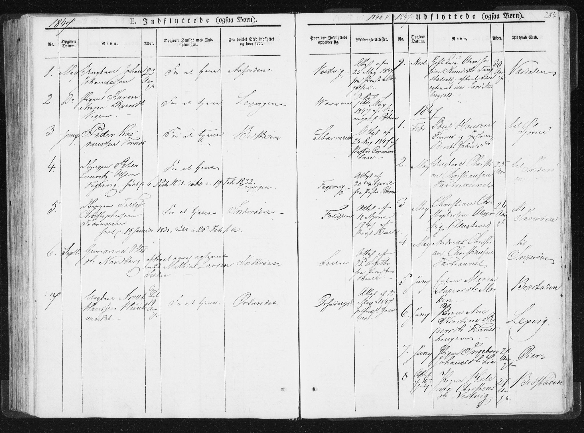 Ministerialprotokoller, klokkerbøker og fødselsregistre - Nord-Trøndelag, SAT/A-1458/744/L0418: Parish register (official) no. 744A02, 1843-1866, p. 284