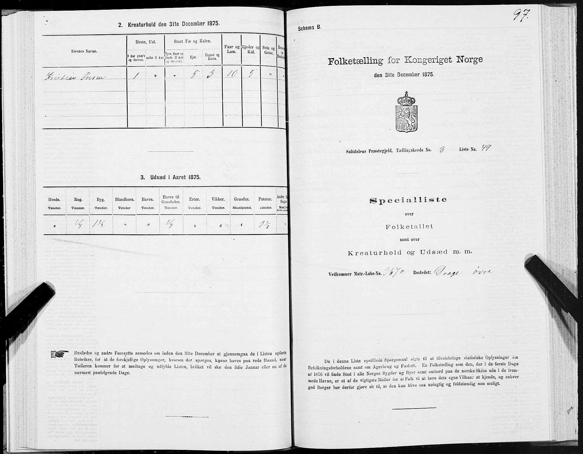 SAT, 1875 census for 1840P Saltdal, 1875, p. 2097