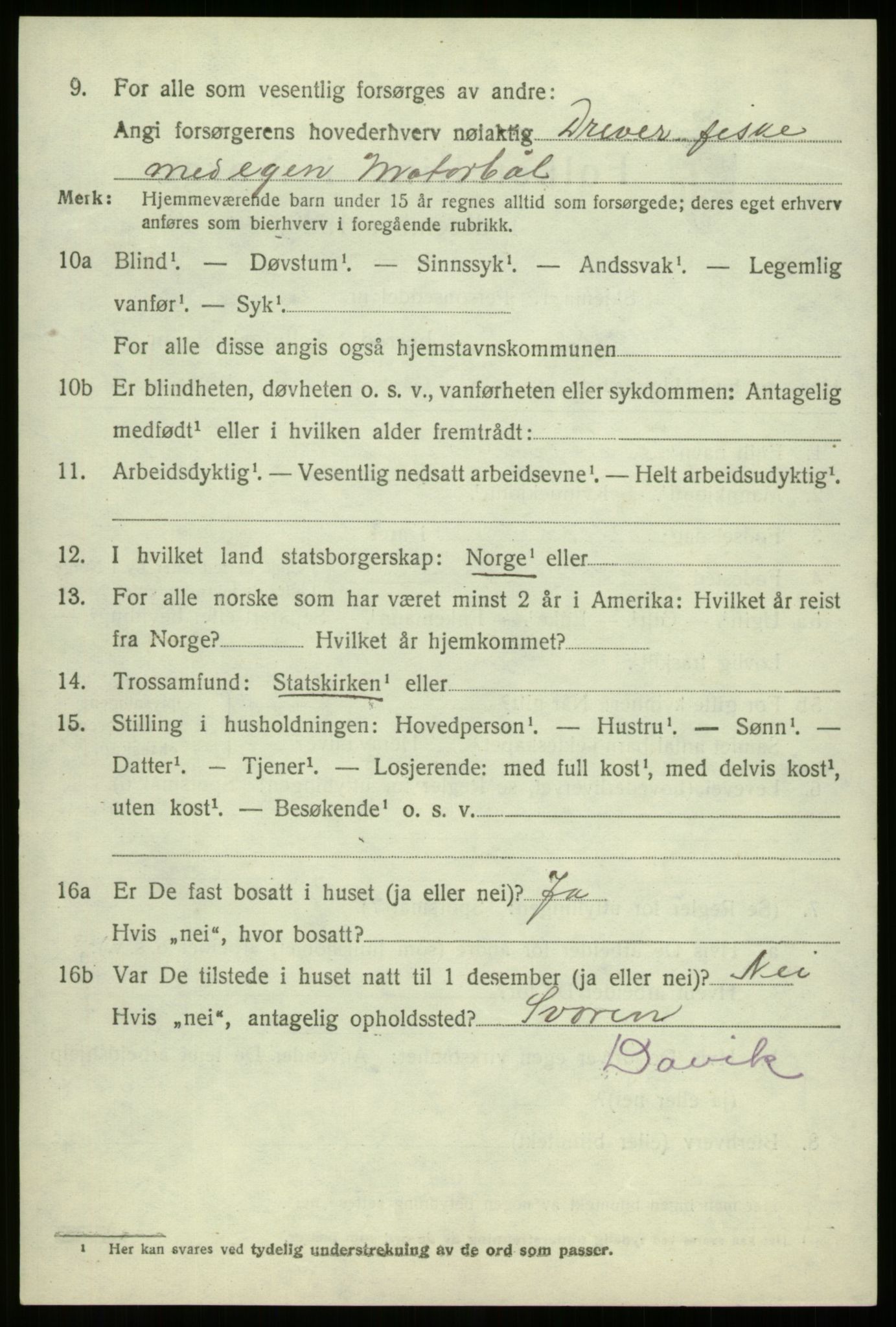 SAB, 1920 census for Davik, 1920, p. 6052