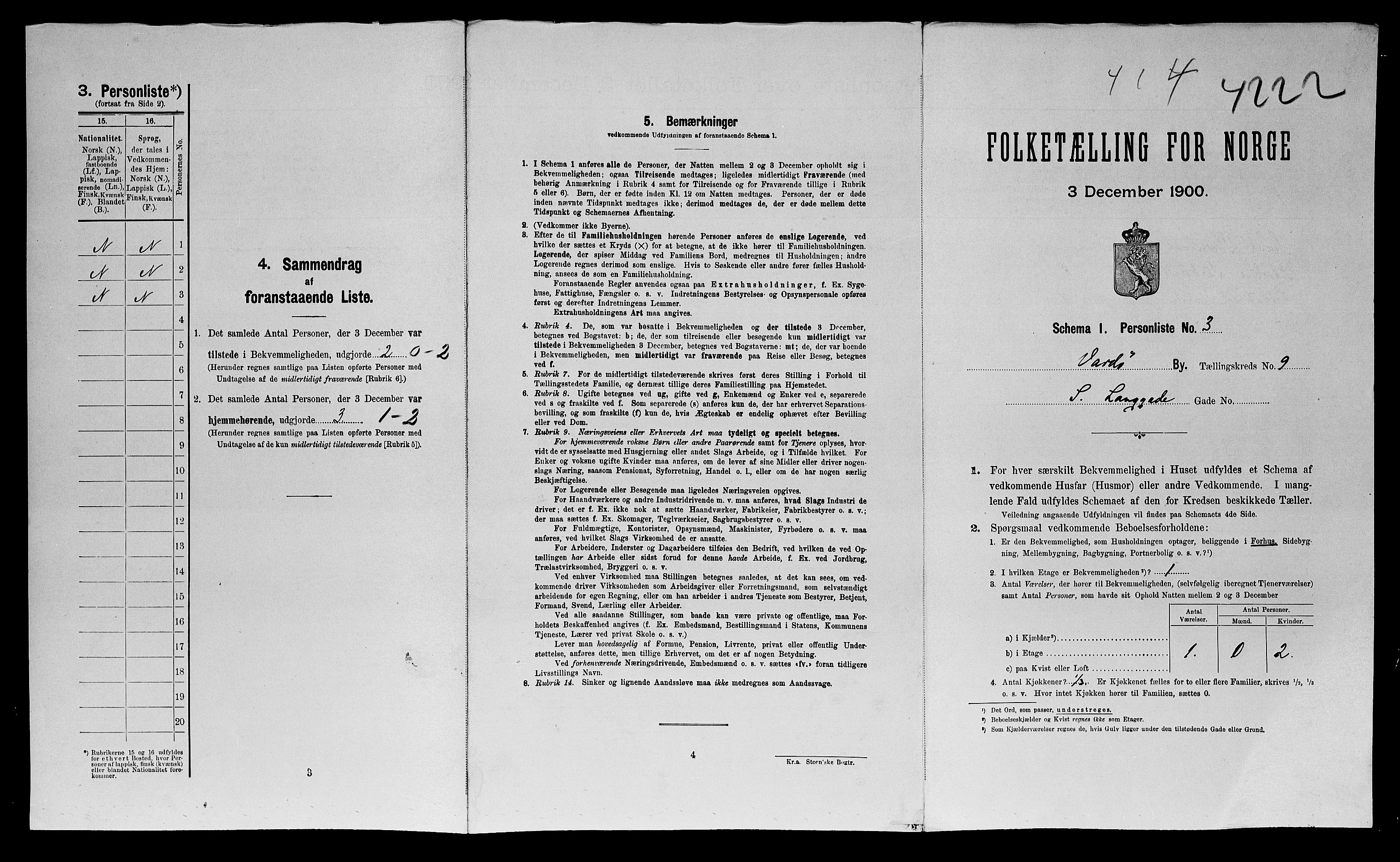 SATØ, 1900 census for Vardø, 1900, p. 159