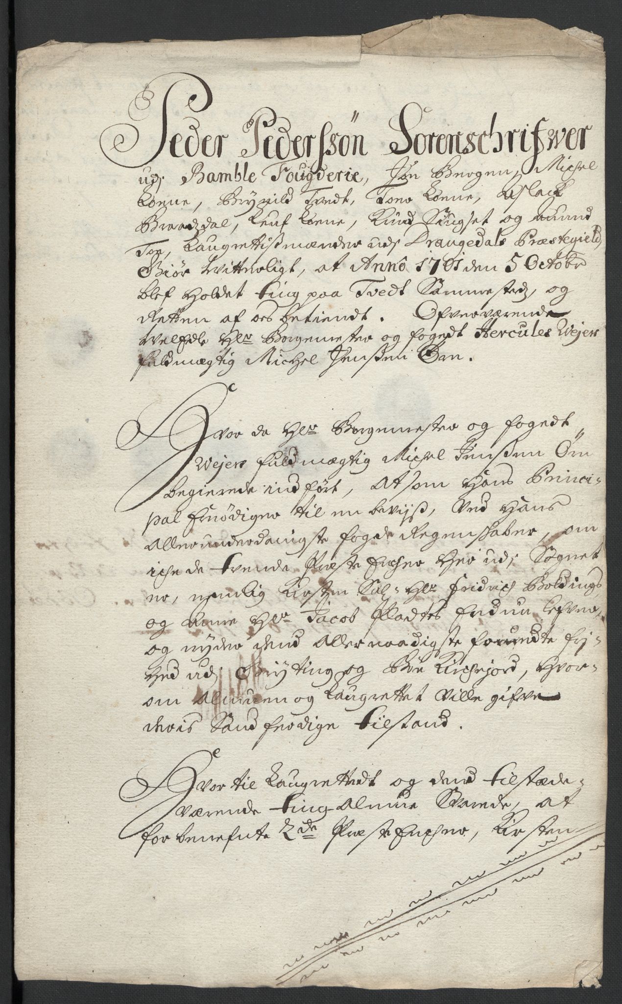 Rentekammeret inntil 1814, Reviderte regnskaper, Fogderegnskap, AV/RA-EA-4092/R36/L2105: Fogderegnskap Øvre og Nedre Telemark og Bamble, 1701, p. 270