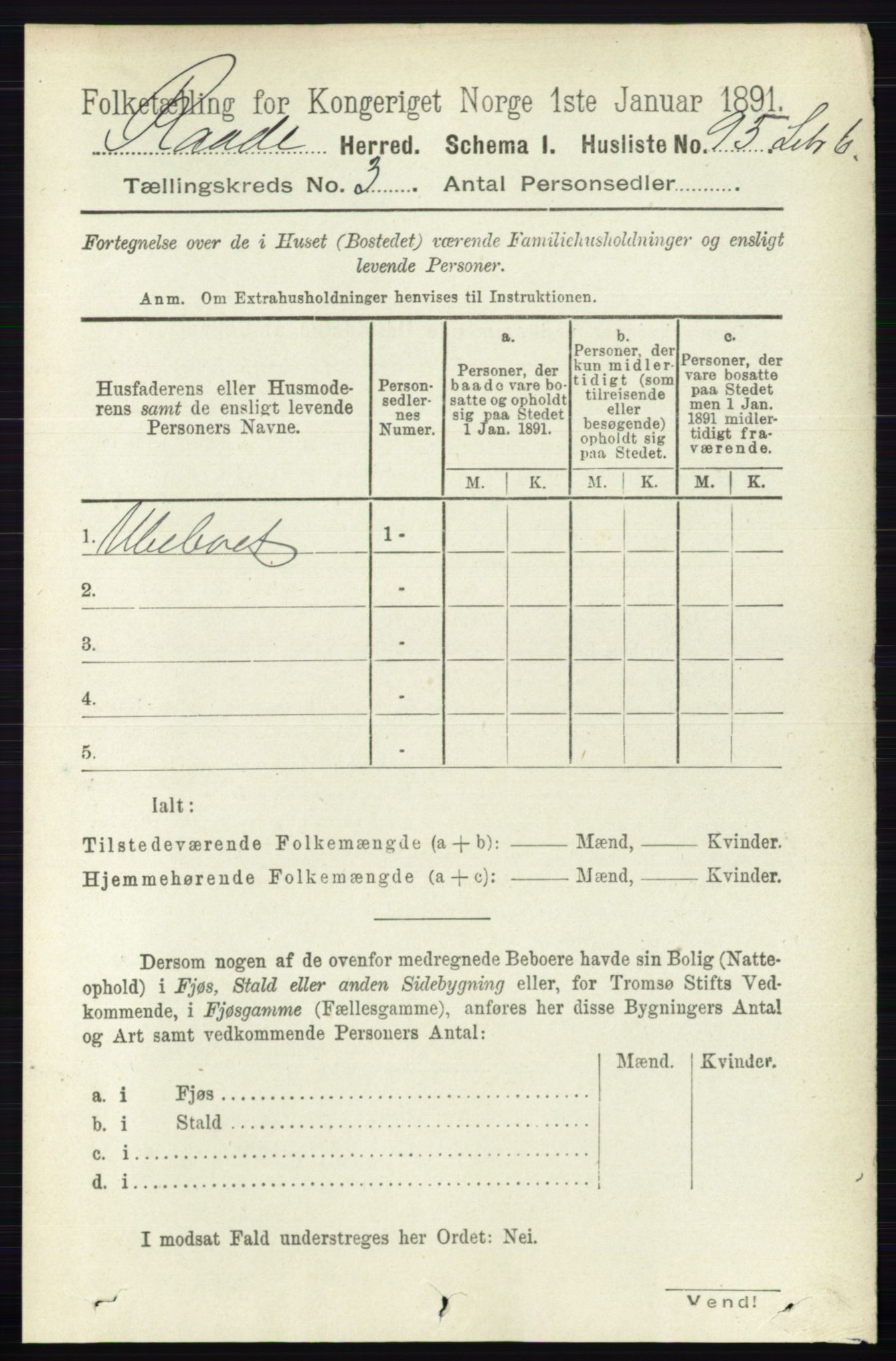 RA, 1891 census for 0135 Råde, 1891, p. 1202