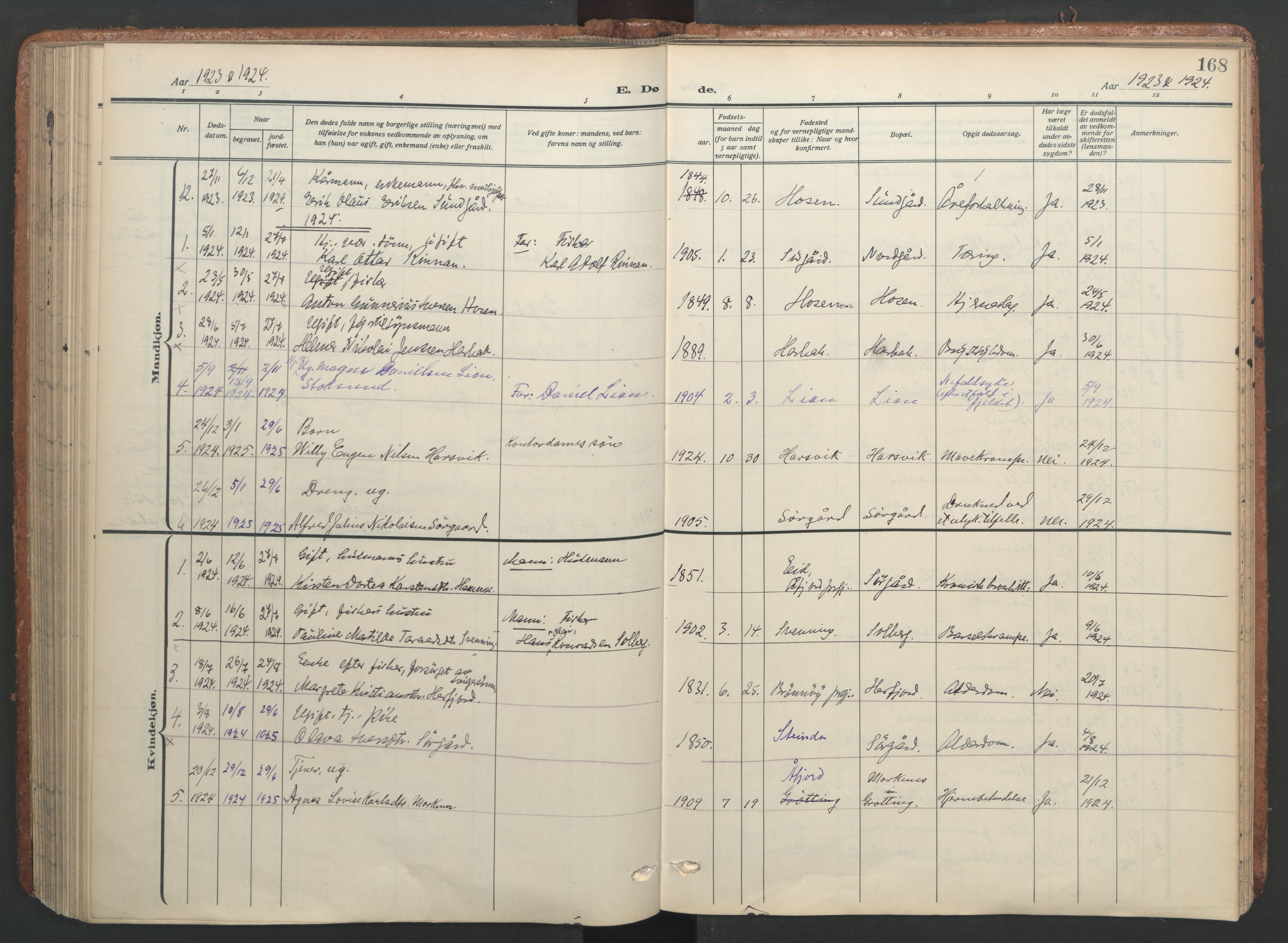 Ministerialprotokoller, klokkerbøker og fødselsregistre - Sør-Trøndelag, SAT/A-1456/656/L0694: Parish register (official) no. 656A03, 1914-1931, p. 168