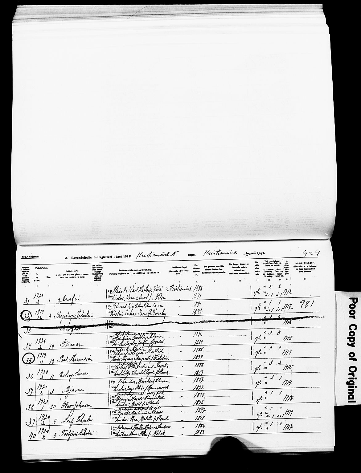 Ministerialprotokoller, klokkerbøker og fødselsregistre - Møre og Romsdal, AV/SAT-A-1454/572/L0861: Parish register (official) no. 572D05, 1913-1920