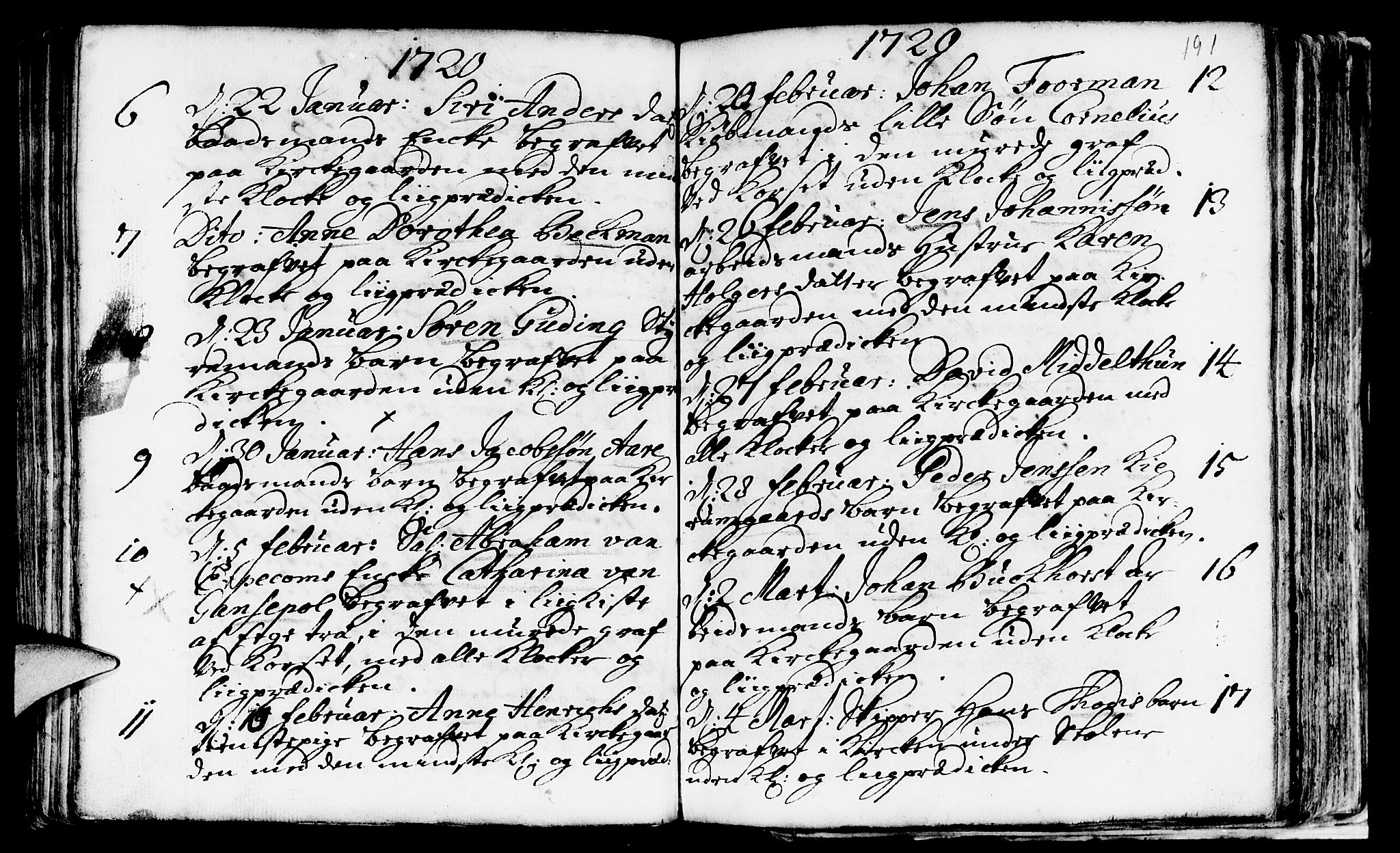 Nykirken Sokneprestembete, SAB/A-77101/H/Haa/L0009: Parish register (official) no. A 9, 1689-1759, p. 191