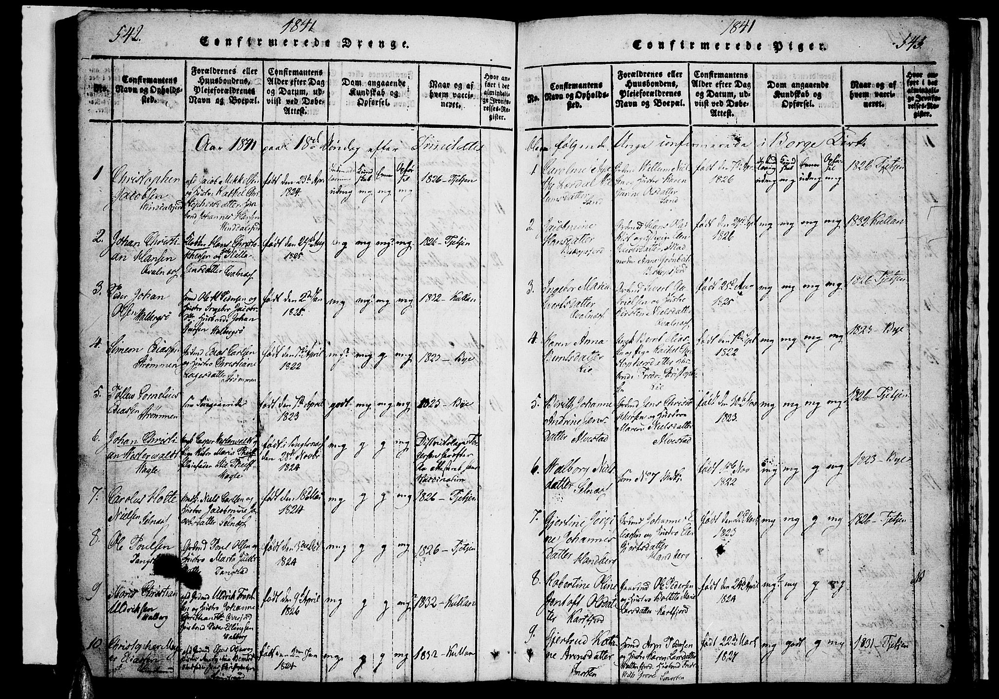 Ministerialprotokoller, klokkerbøker og fødselsregistre - Nordland, SAT/A-1459/880/L1130: Parish register (official) no. 880A04, 1821-1843, p. 542-543