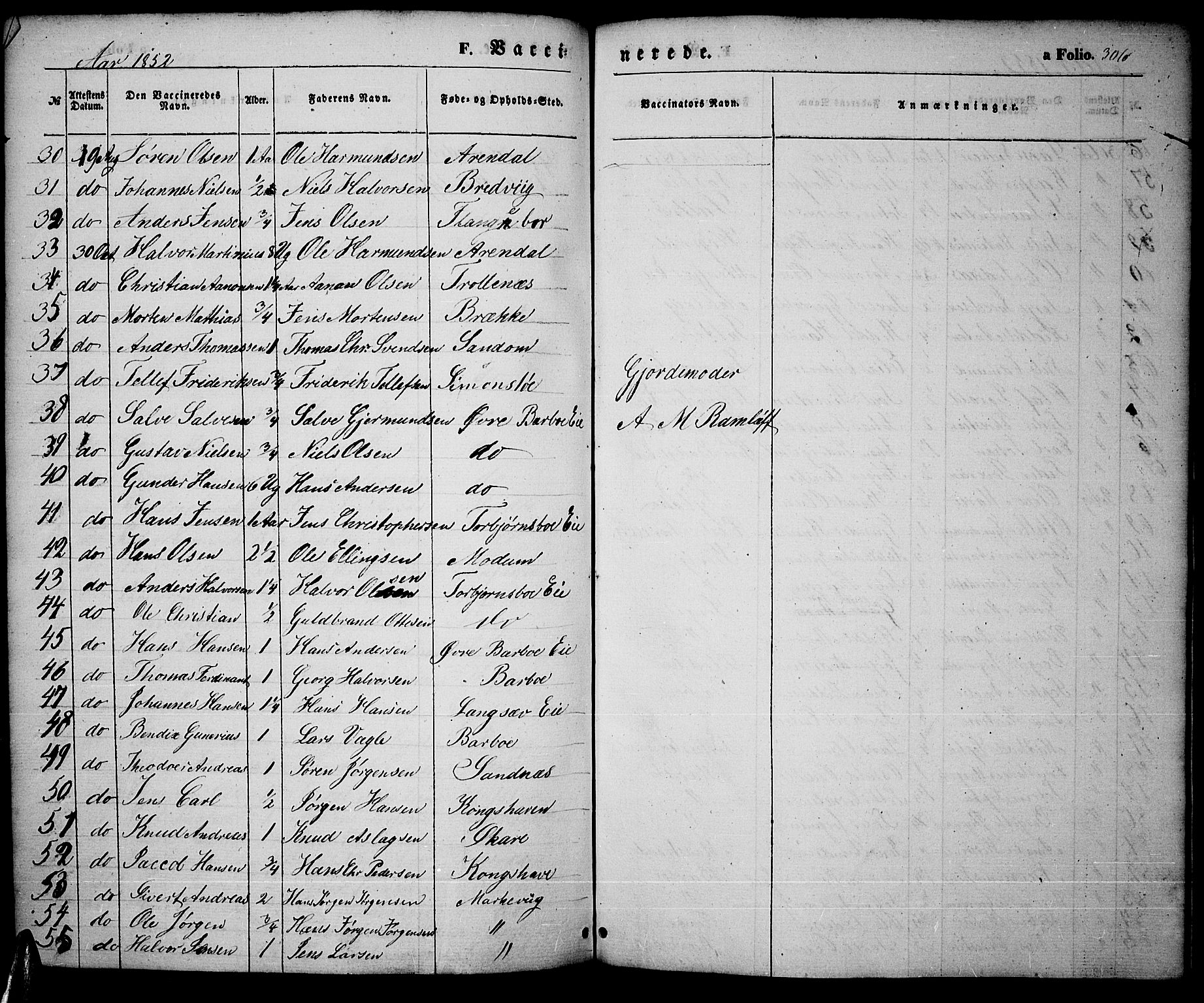 Tromøy sokneprestkontor, SAK/1111-0041/F/Fa/L0005: Parish register (official) no. A 5, 1847-1856, p. 306