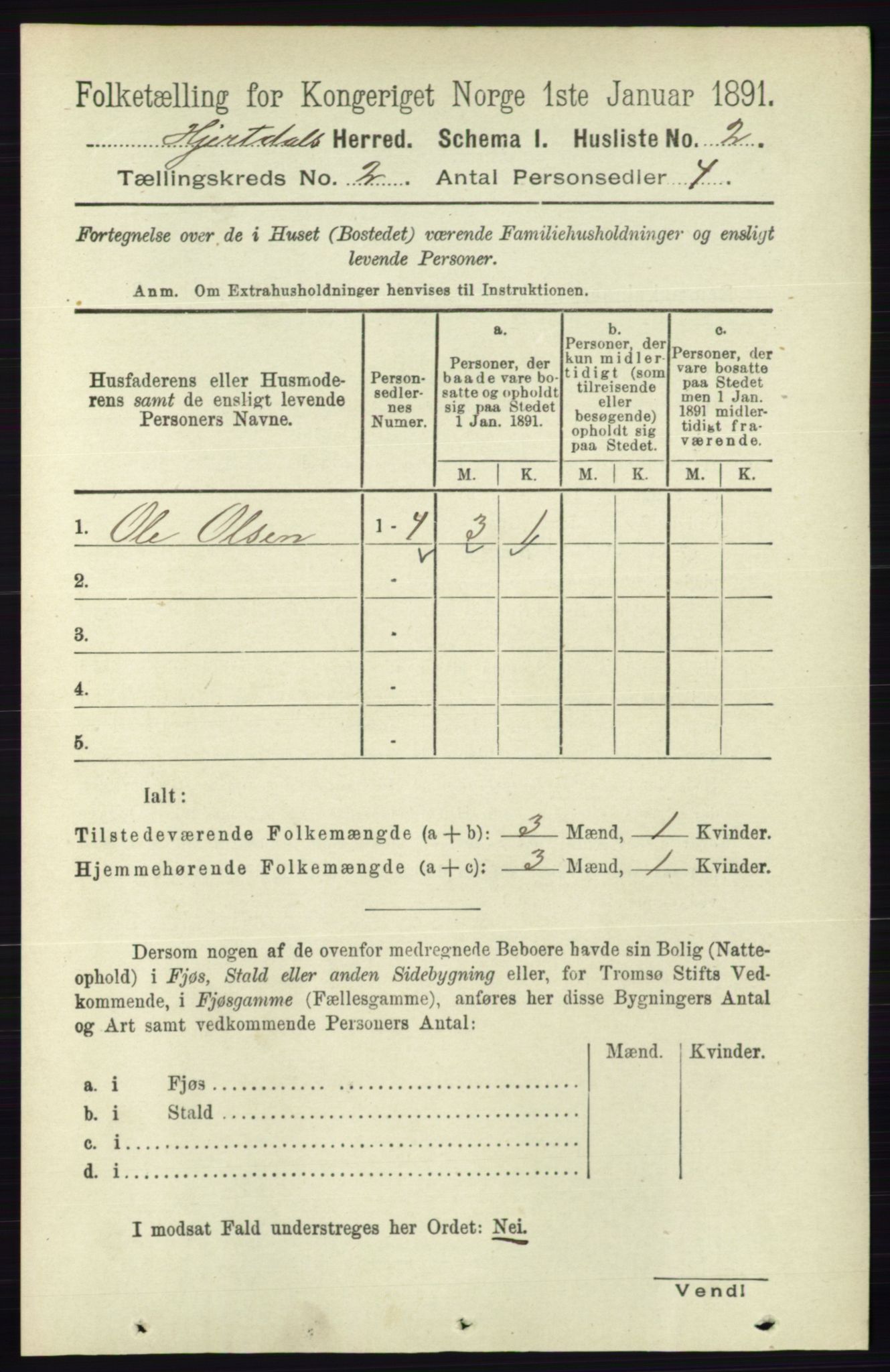 RA, 1891 census for 0827 Hjartdal, 1891, p. 630