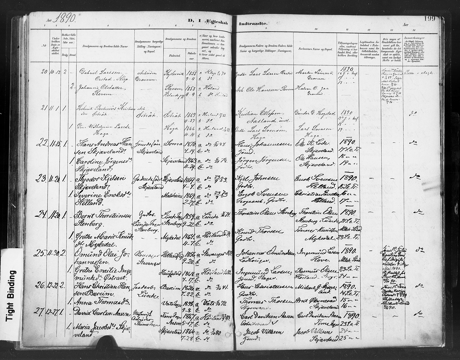 Høyland sokneprestkontor, AV/SAST-A-101799/001/30BA/L0013: Parish register (official) no. A 13.1, 1889-1898, p. 199