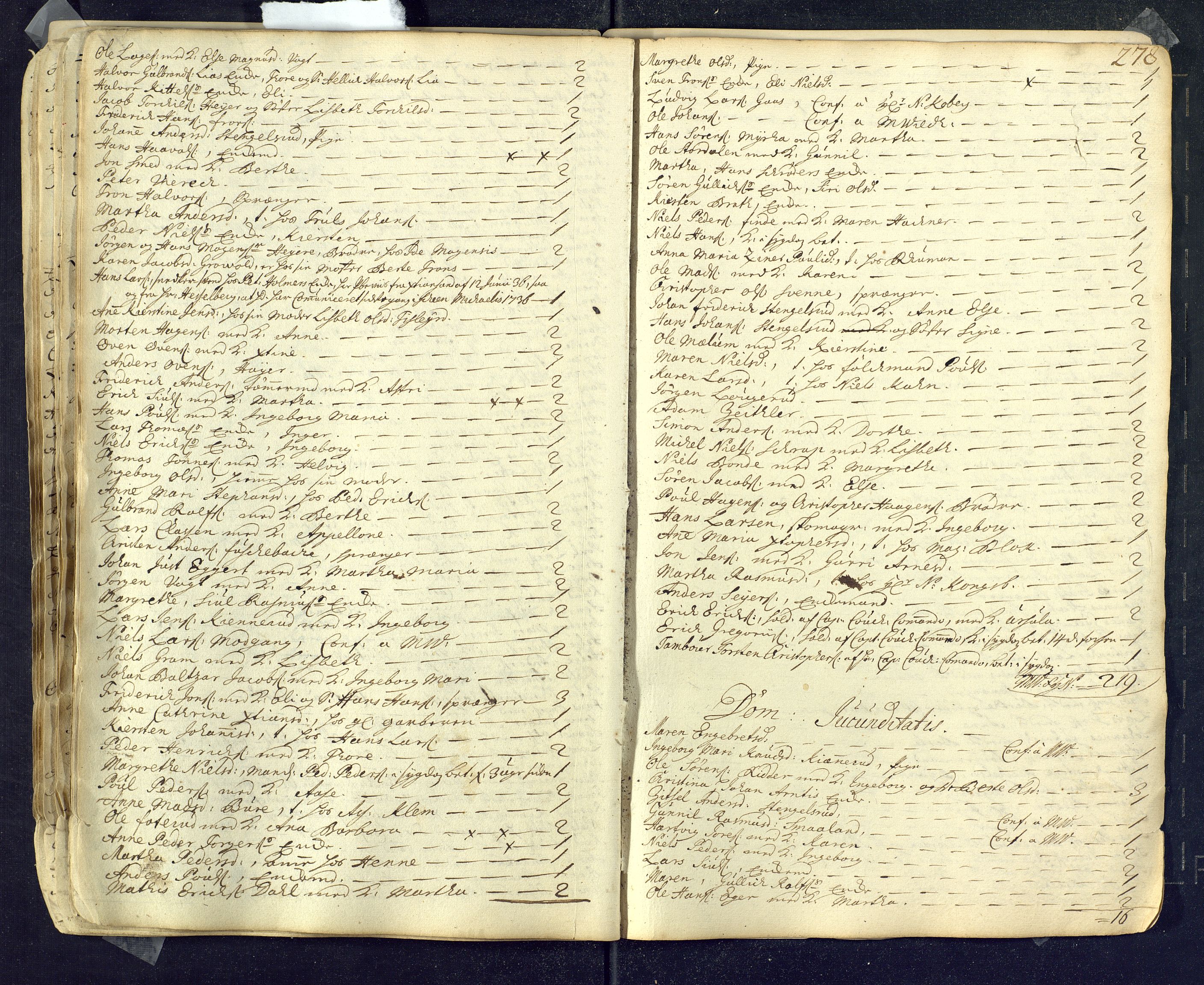 Kongsberg kirkebøker, AV/SAKO-A-22/M/Ma/L0001: Communicants register no. 1, 1731-1739, p. 278