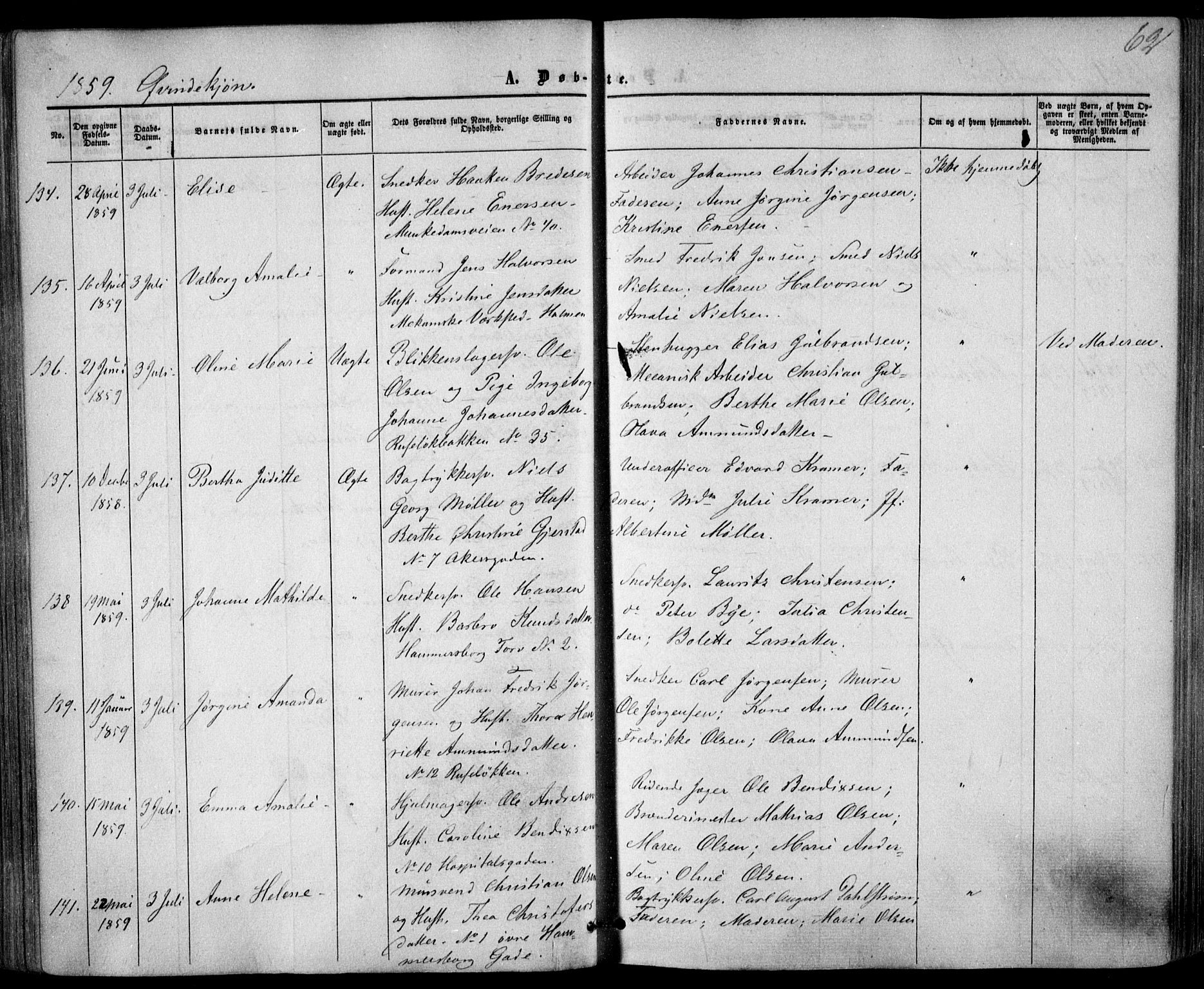 Trefoldighet prestekontor Kirkebøker, SAO/A-10882/F/Fa/L0001: Parish register (official) no. I 1, 1858-1863, p. 62