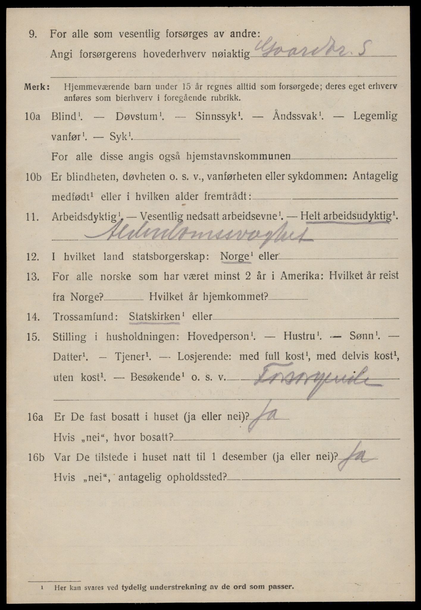 SAT, 1920 census for Stranda, 1920, p. 942