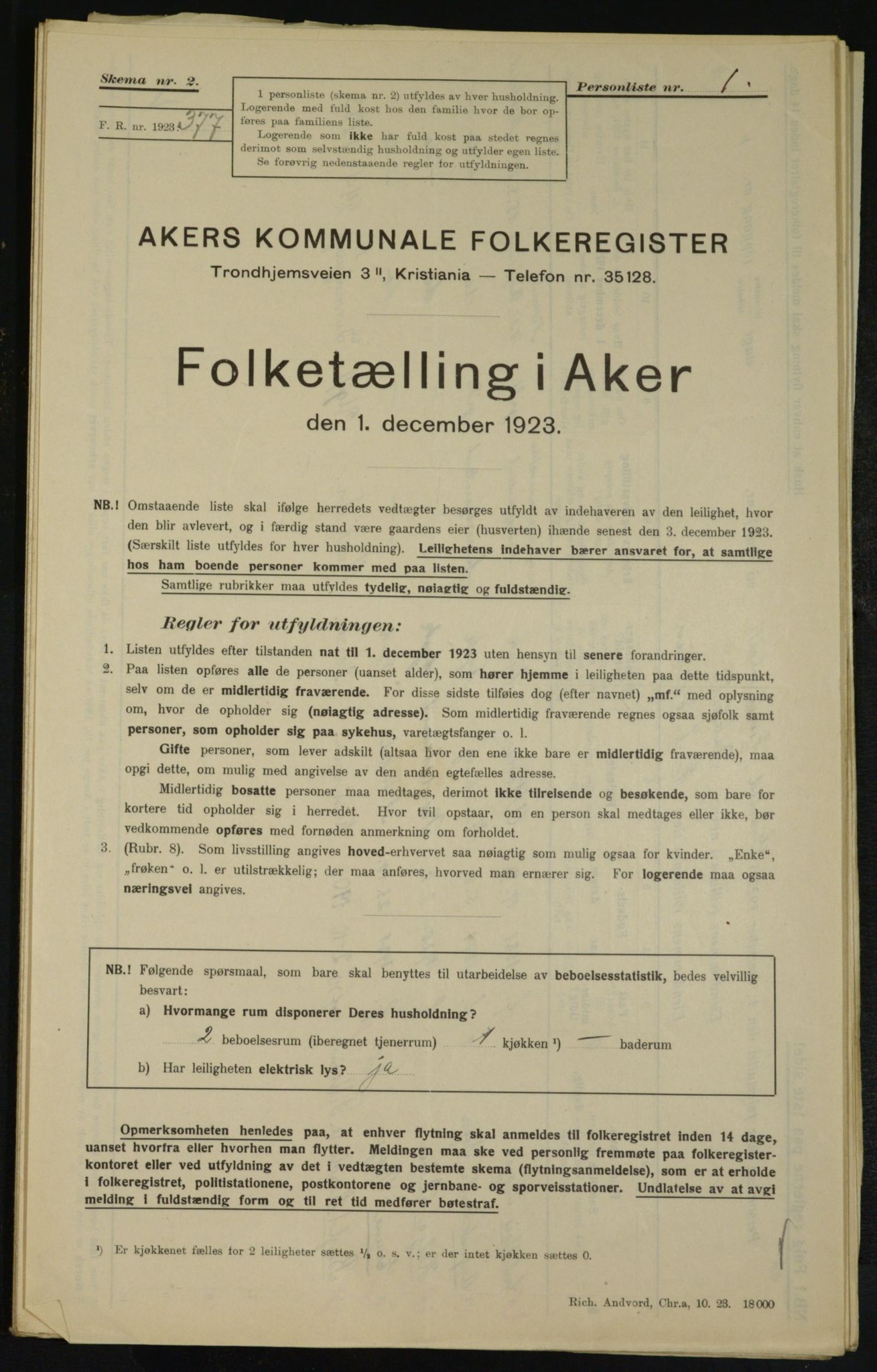 , Municipal Census 1923 for Aker, 1923, p. 24915