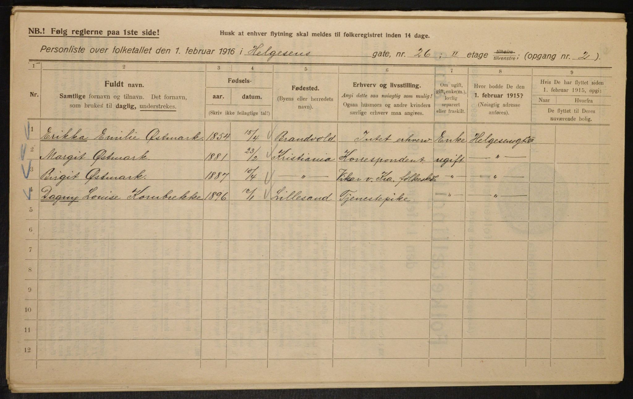 OBA, Municipal Census 1916 for Kristiania, 1916, p. 38590