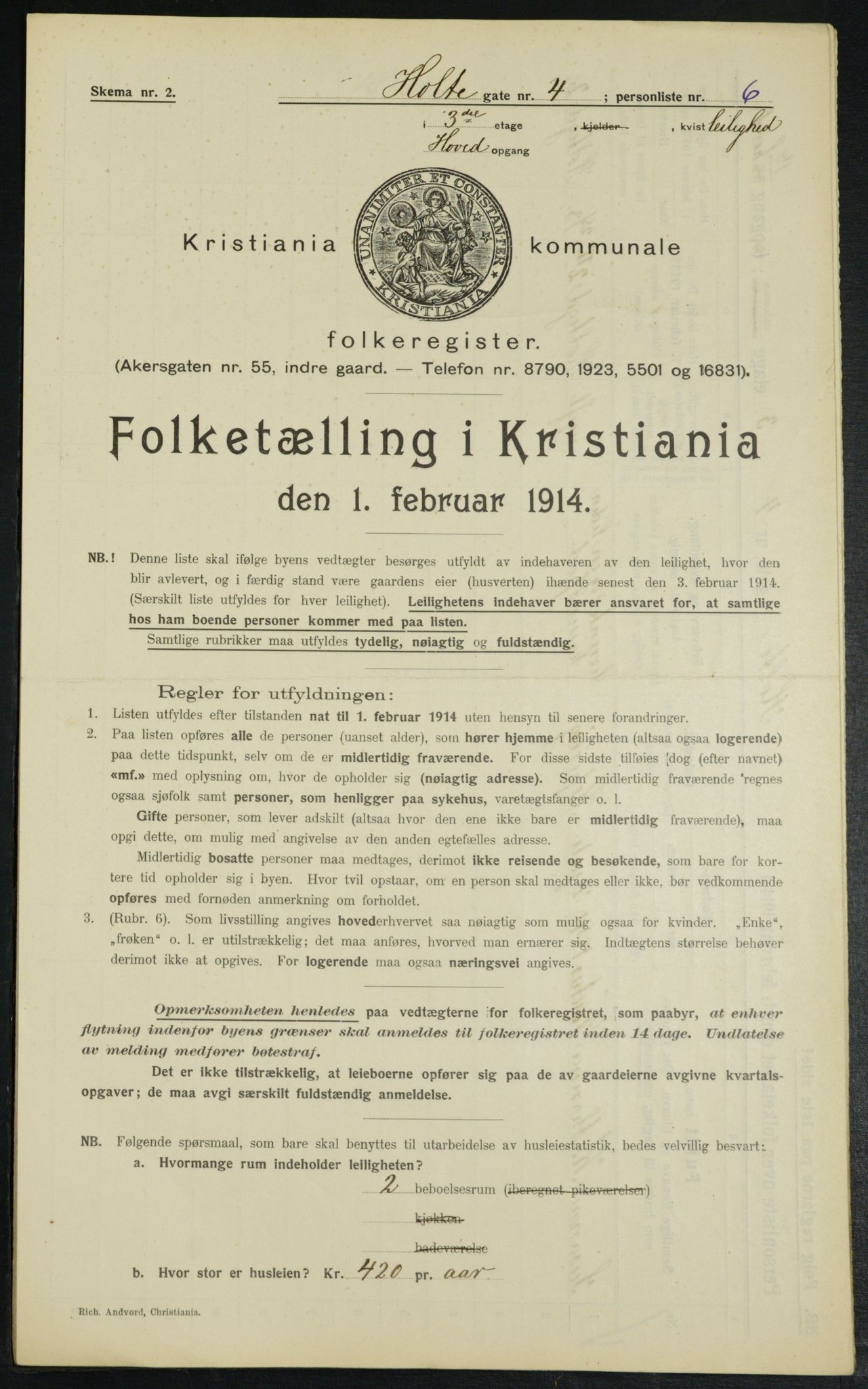 OBA, Municipal Census 1914 for Kristiania, 1914, p. 41205