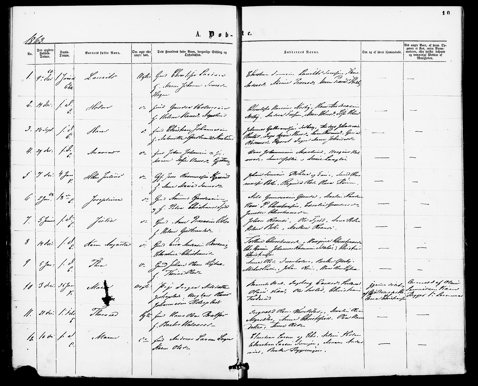 Enebakk prestekontor Kirkebøker, AV/SAO-A-10171c/F/Fa/L0011: Parish register (official) no. I 11, 1862-1882, p. 10