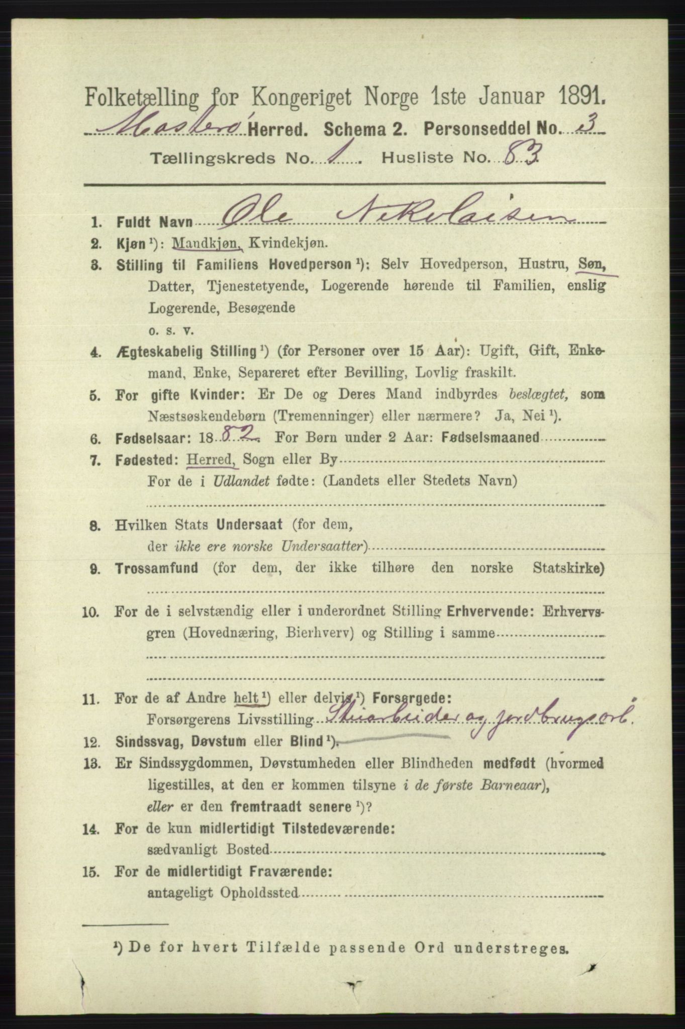 RA, 1891 census for 1143 Mosterøy, 1891, p. 560