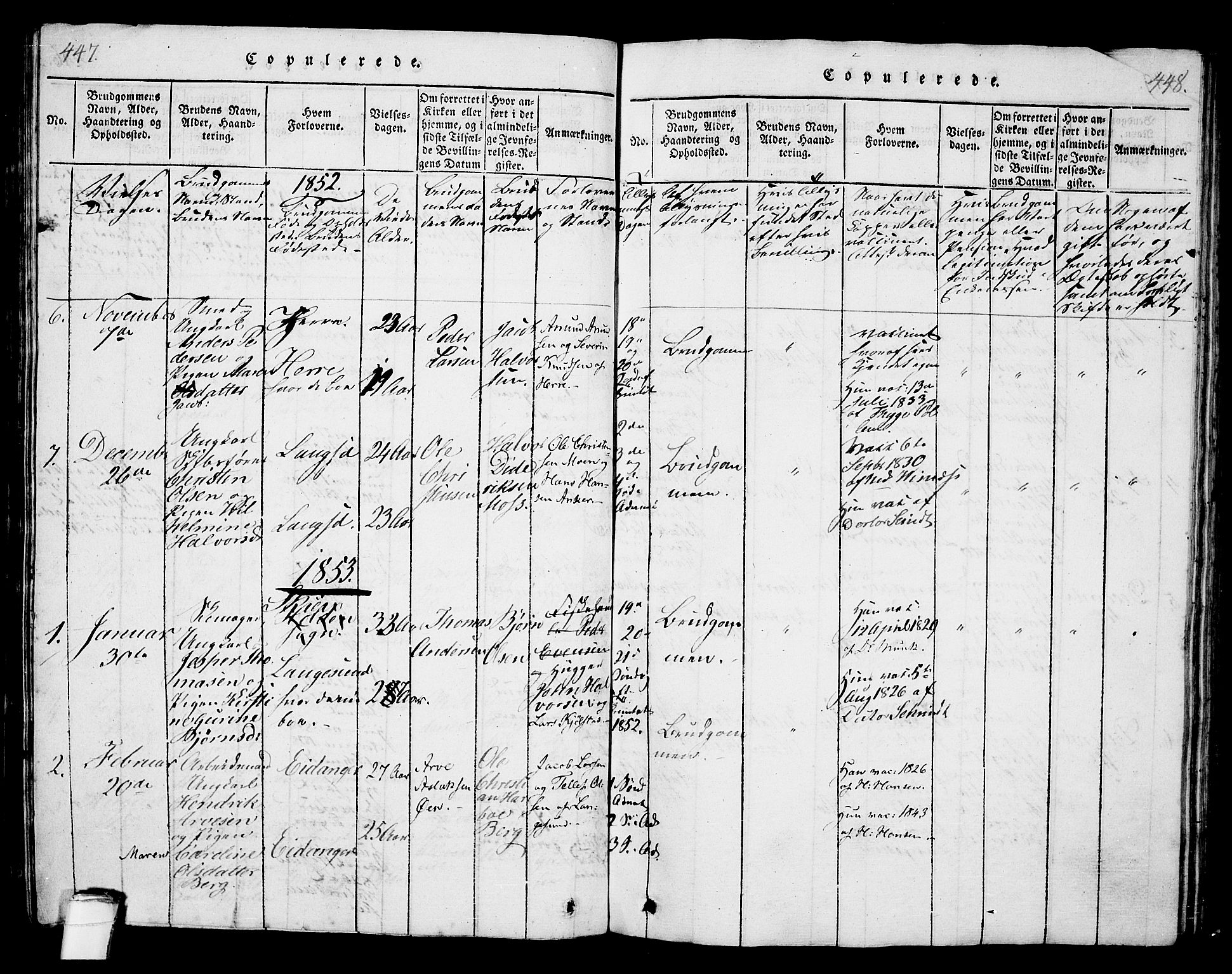 Langesund kirkebøker, SAKO/A-280/G/Ga/L0003: Parish register (copy) no. 3, 1815-1858, p. 447-448