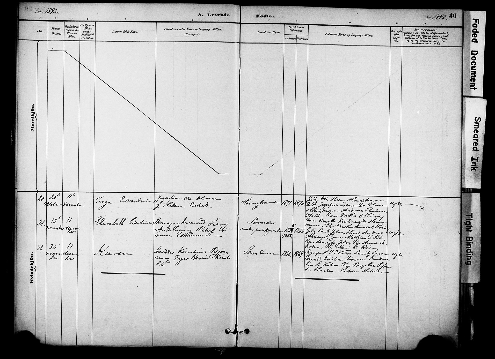 Jelsa sokneprestkontor, AV/SAST-A-101842/01/IV: Parish register (official) no. A 10, 1884-1906, p. 30