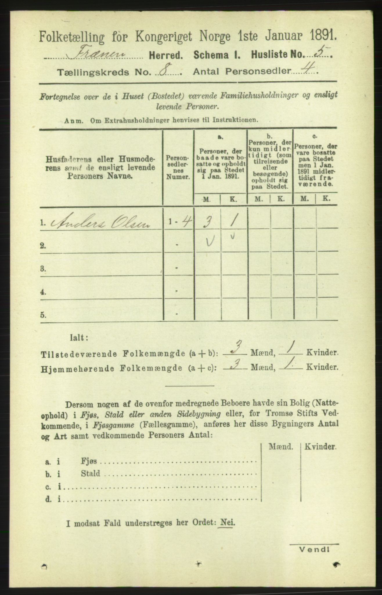 RA, 1891 census for 1548 Fræna, 1891, p. 2614