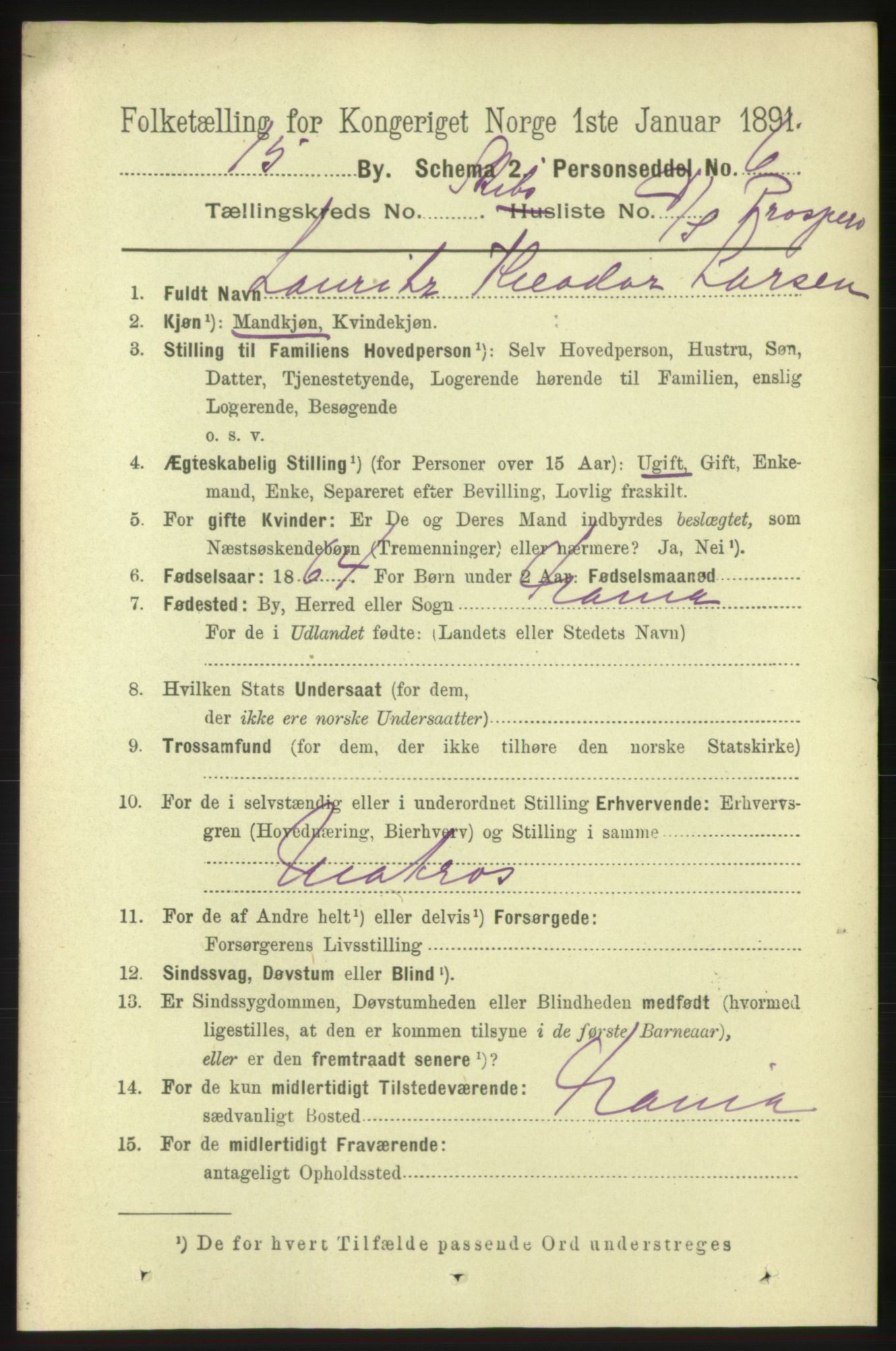 RA, 1891 census for 0602 Drammen, 1891, p. 25612