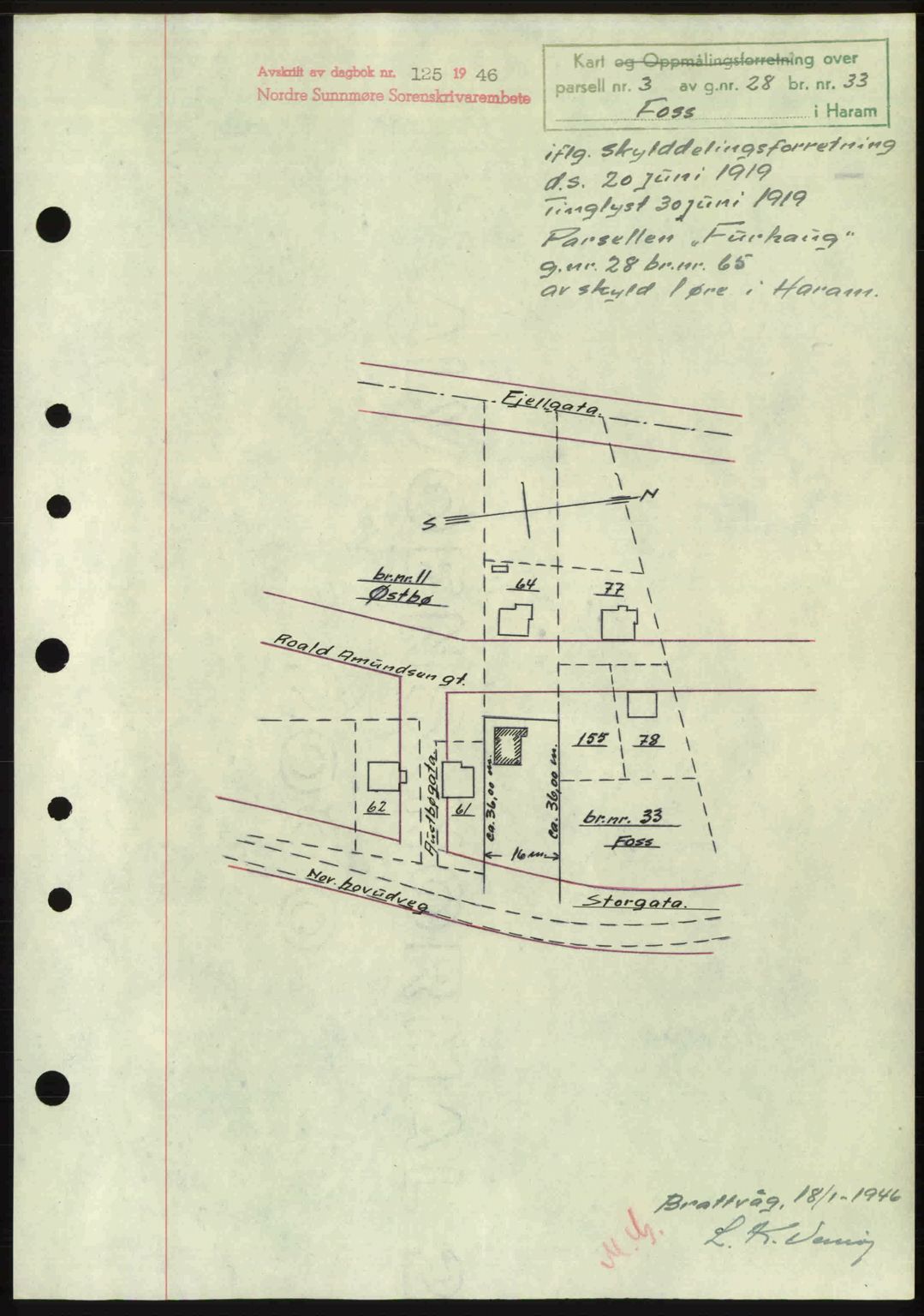 Nordre Sunnmøre sorenskriveri, AV/SAT-A-0006/1/2/2C/2Ca: Mortgage book no. A20b, 1946-1946, Diary no: : 125/1946