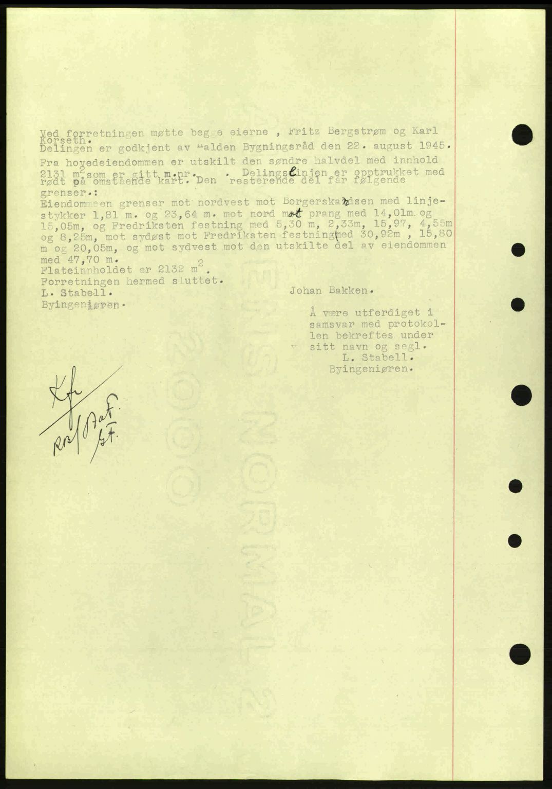 Idd og Marker sorenskriveri, AV/SAO-A-10283/G/Gb/Gbb/L0007: Mortgage book no. A7, 1944-1945, Diary no: : 806/1945