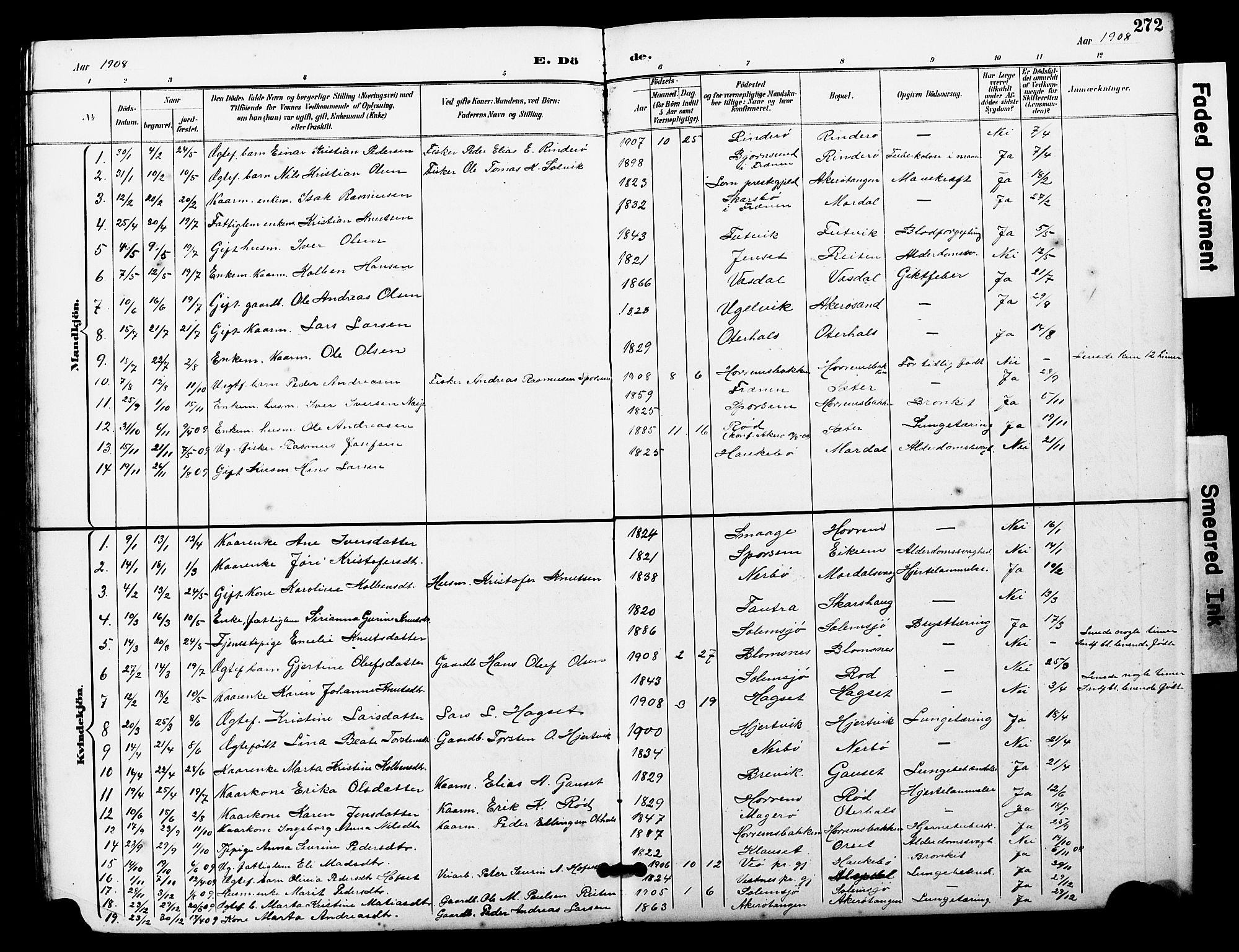 Ministerialprotokoller, klokkerbøker og fødselsregistre - Møre og Romsdal, SAT/A-1454/560/L0725: Parish register (copy) no. 560C02, 1895-1930, p. 272