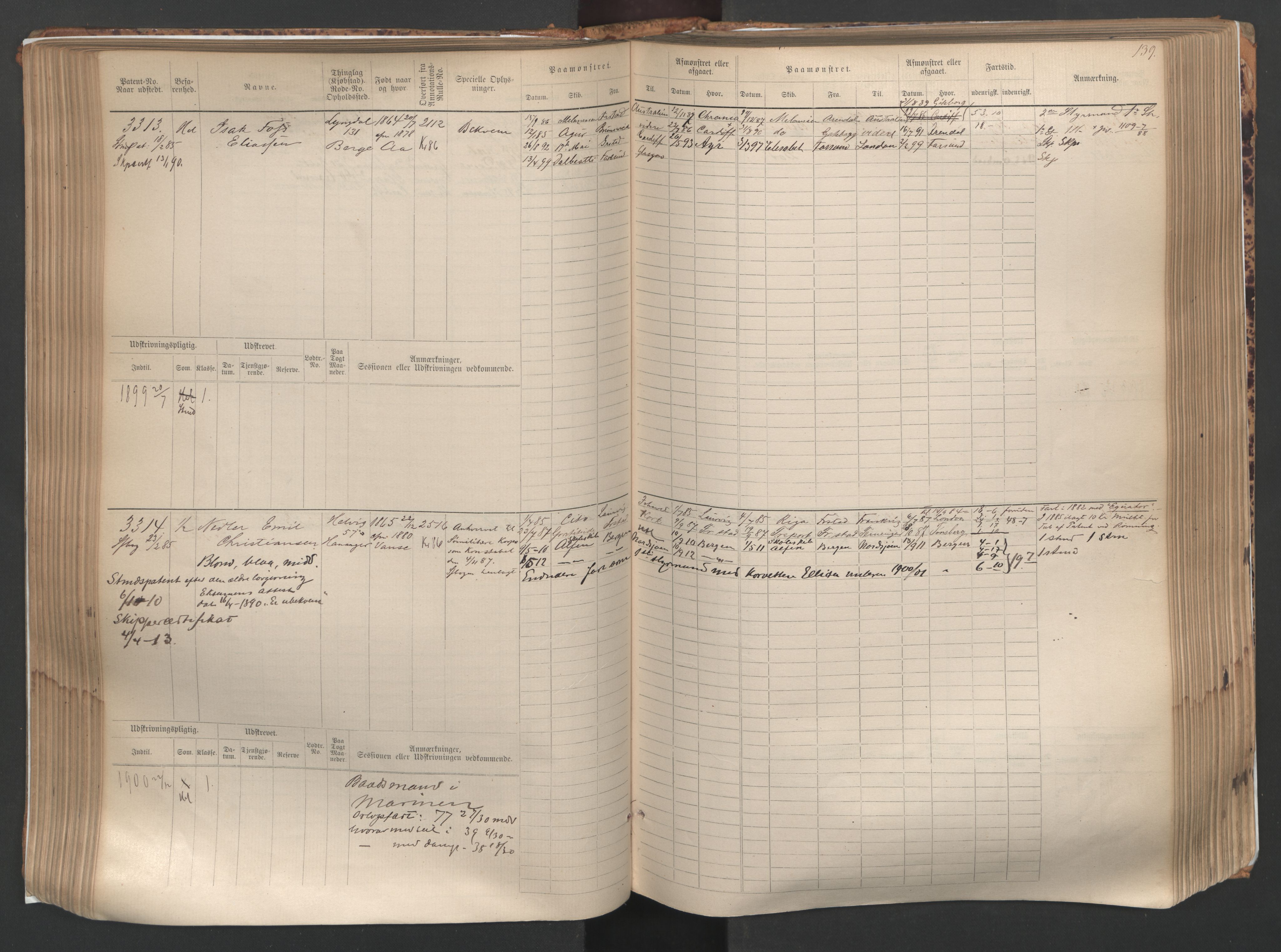 Farsund mønstringskrets, AV/SAK-2031-0017/F/Fb/L0005: Hovedrulle nr 3041-3804, M-8, 1883-1930, p. 142