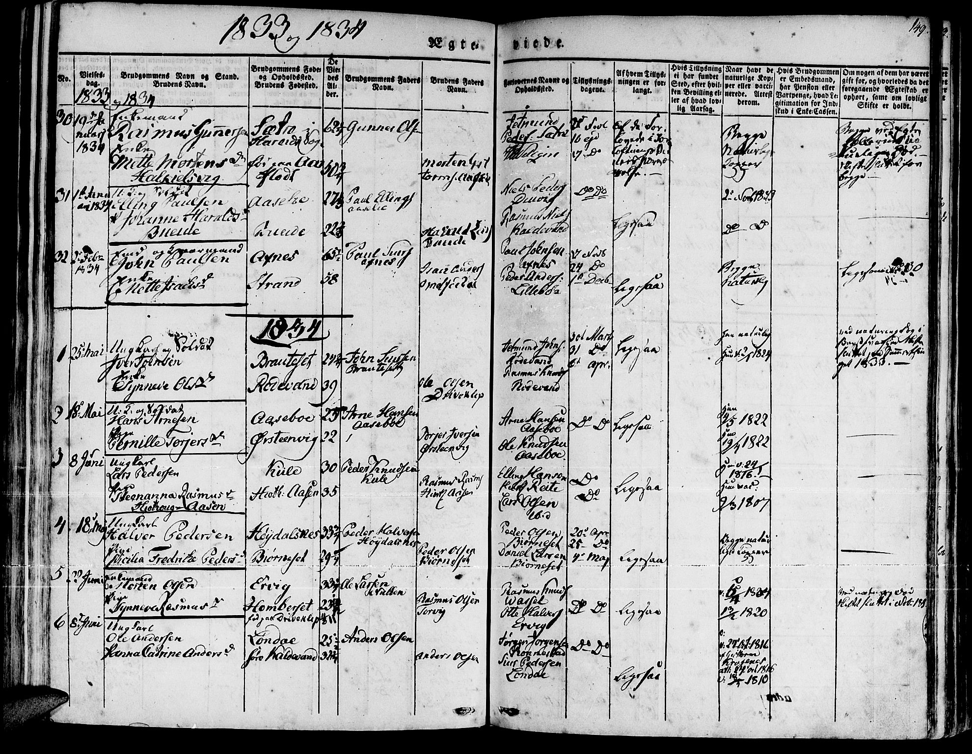 Ministerialprotokoller, klokkerbøker og fødselsregistre - Møre og Romsdal, AV/SAT-A-1454/511/L0139: Parish register (official) no. 511A06, 1831-1850, p. 149