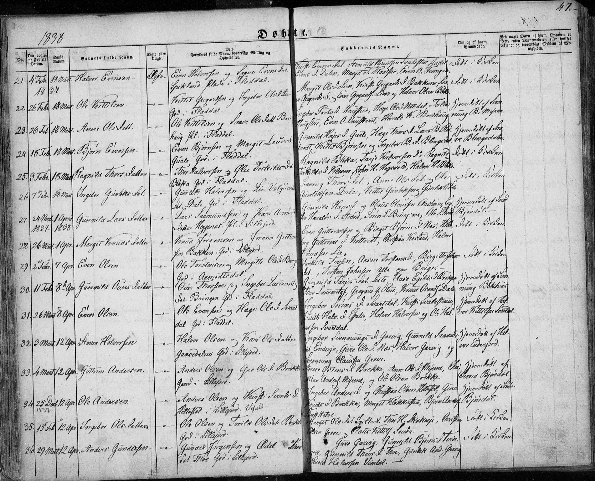 Seljord kirkebøker, AV/SAKO-A-20/F/Fa/L0011: Parish register (official) no. I 11, 1831-1849, p. 47