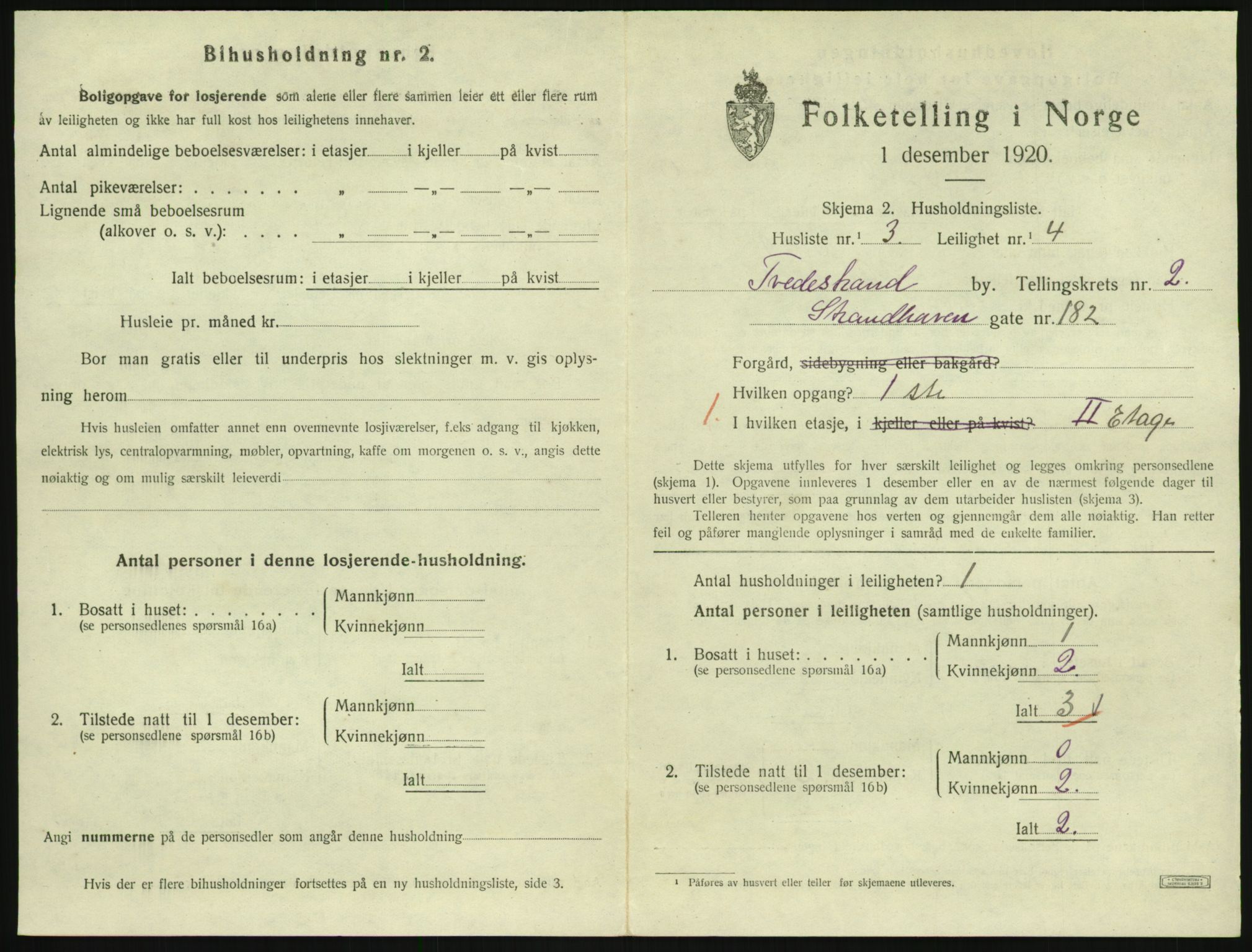 SAK, 1920 census for Tvedestrand, 1920, p. 927