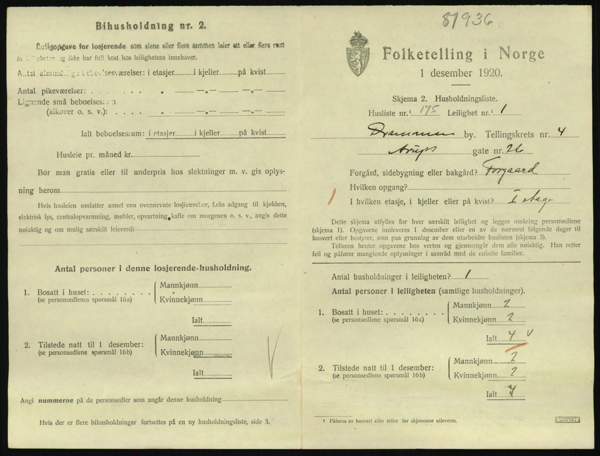 SAKO, 1920 census for Drammen, 1920, p. 9901