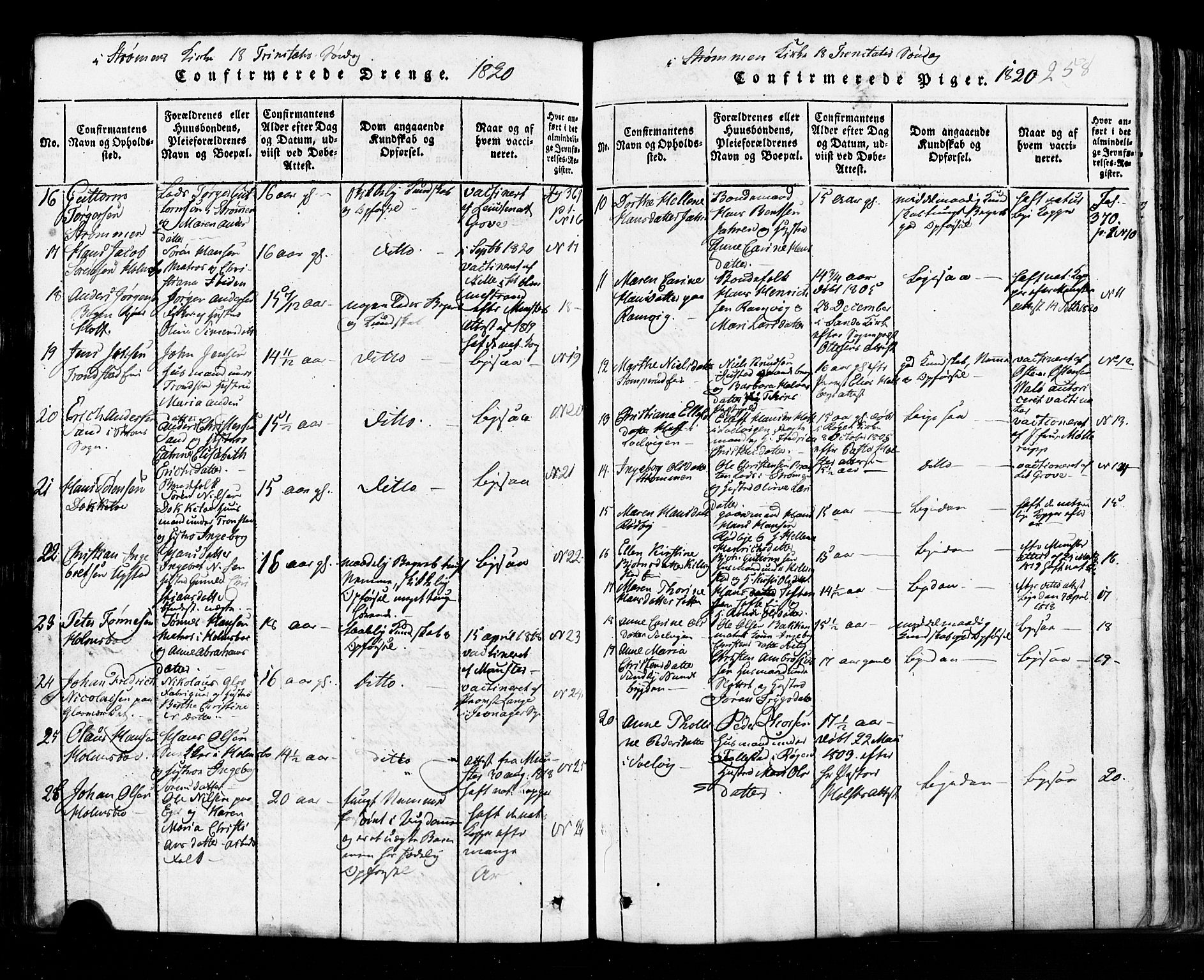 Hurum kirkebøker, AV/SAKO-A-229/G/Ga/L0001: Parish register (copy) no. I 1, 1816-1826, p. 258