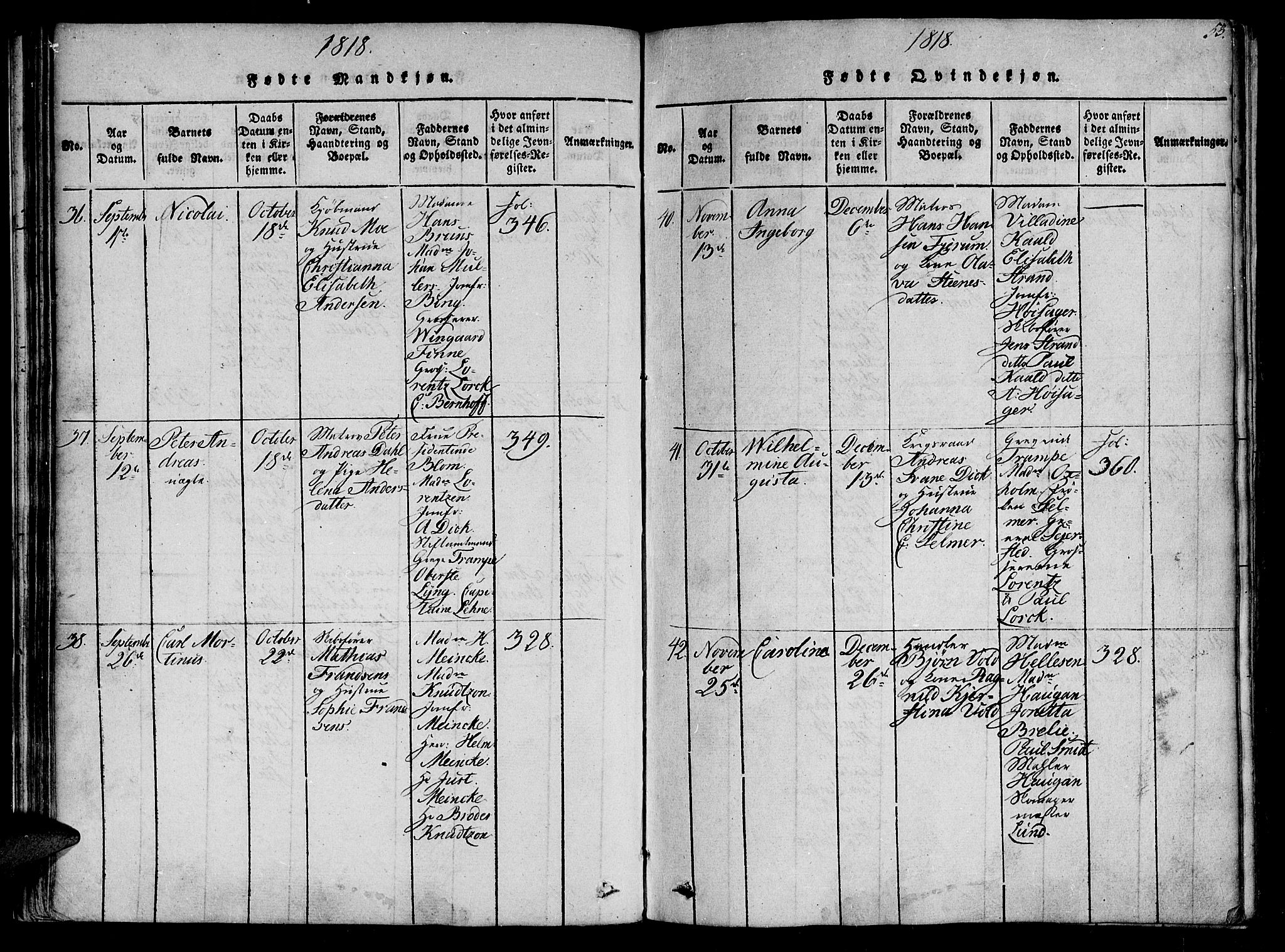 Ministerialprotokoller, klokkerbøker og fødselsregistre - Sør-Trøndelag, SAT/A-1456/602/L0107: Parish register (official) no. 602A05, 1815-1821, p. 53