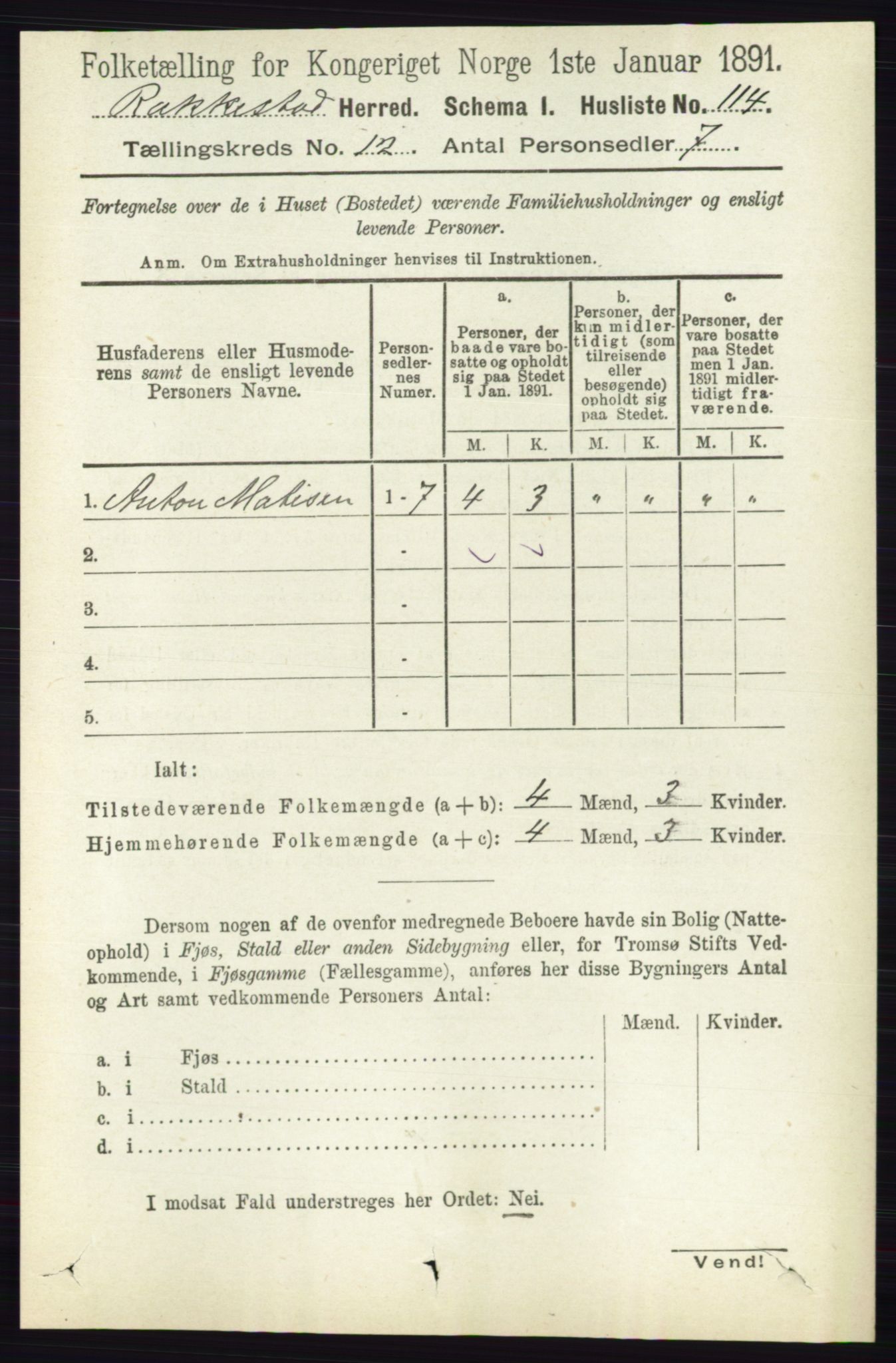 RA, 1891 census for 0128 Rakkestad, 1891, p. 5686