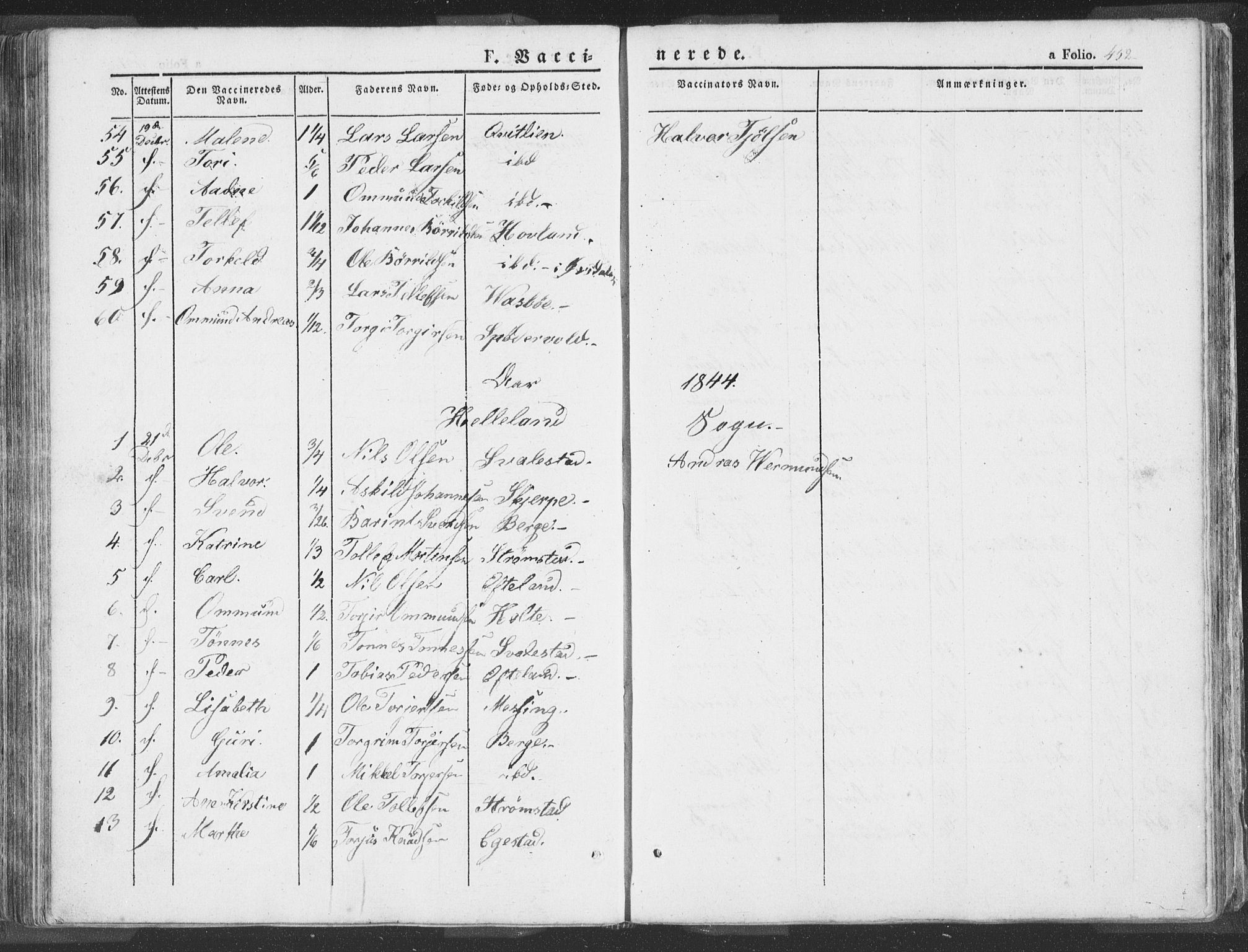 Helleland sokneprestkontor, AV/SAST-A-101810: Parish register (official) no. A 6.2, 1834-1863, p. 452