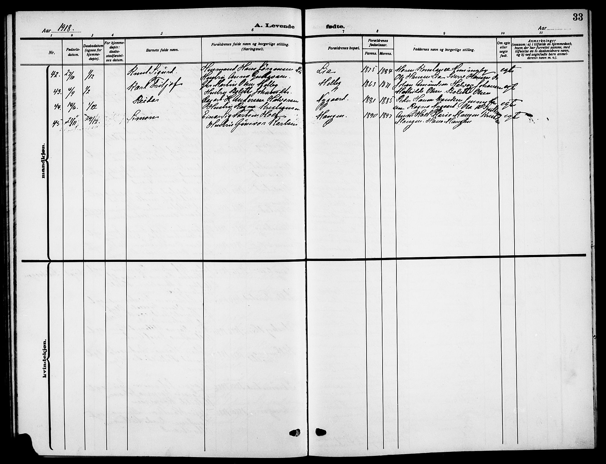 Aurskog prestekontor Kirkebøker, SAO/A-10304a/G/Ga/L0005: Parish register (copy) no. I 5, 1913-1925, p. 33