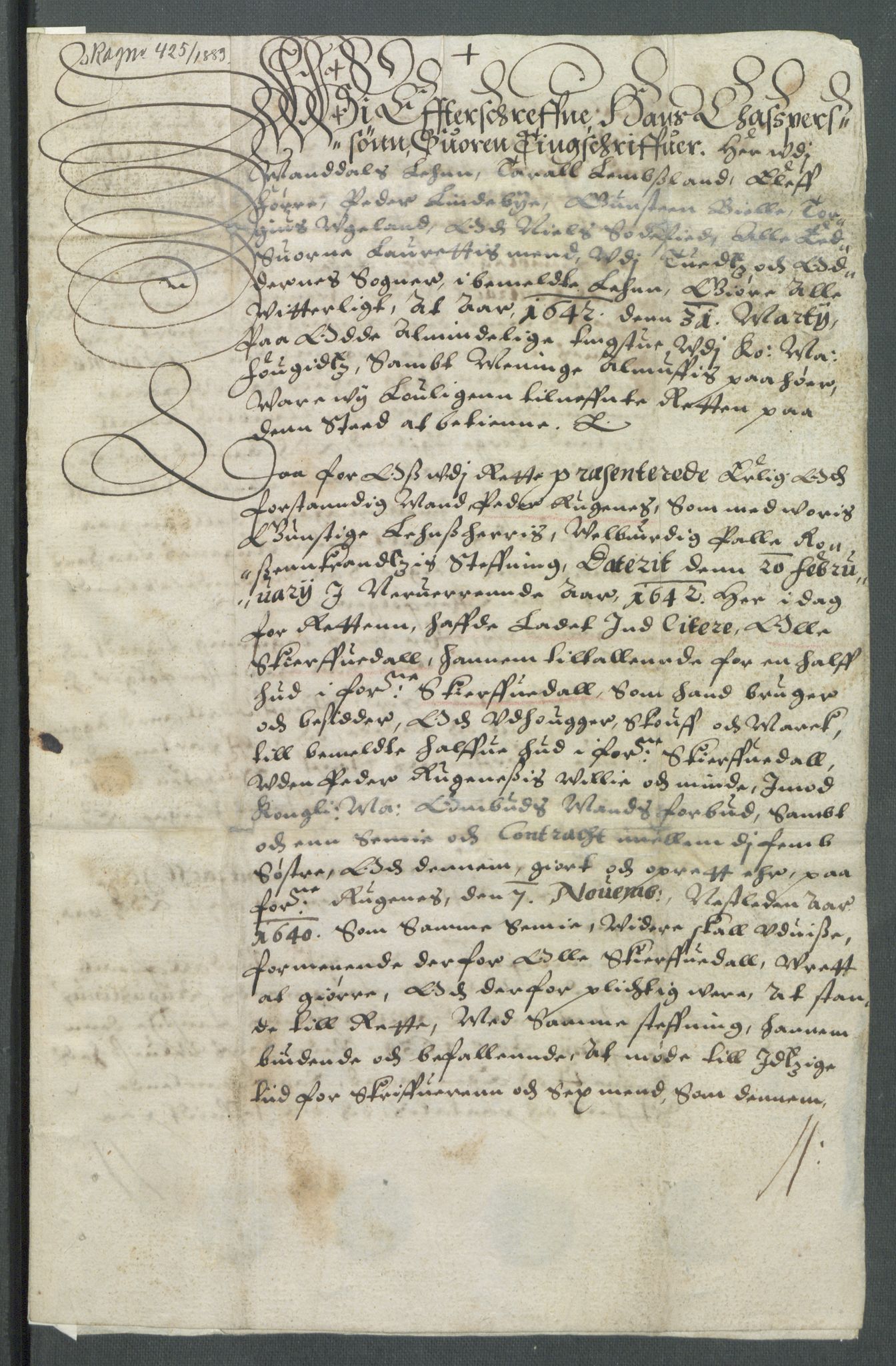 Riksarkivets diplomsamling, AV/RA-EA-5965/F02/L0155: Dokumenter, 1642, p. 60