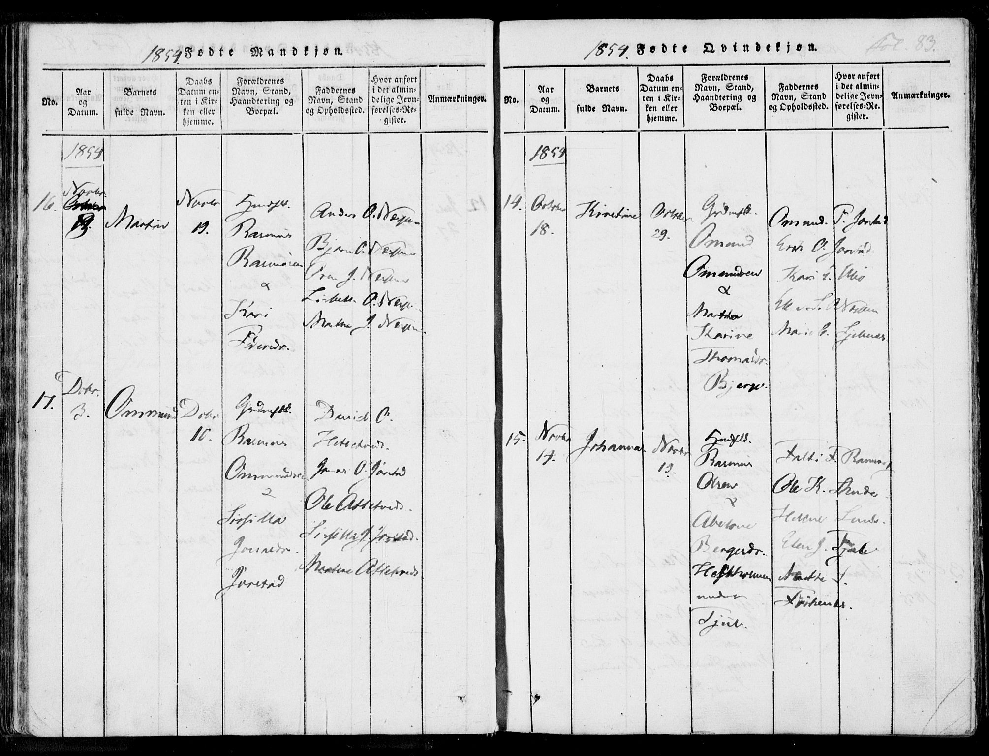 Nedstrand sokneprestkontor, AV/SAST-A-101841/01/IV: Parish register (official) no. A 7, 1816-1870, p. 83